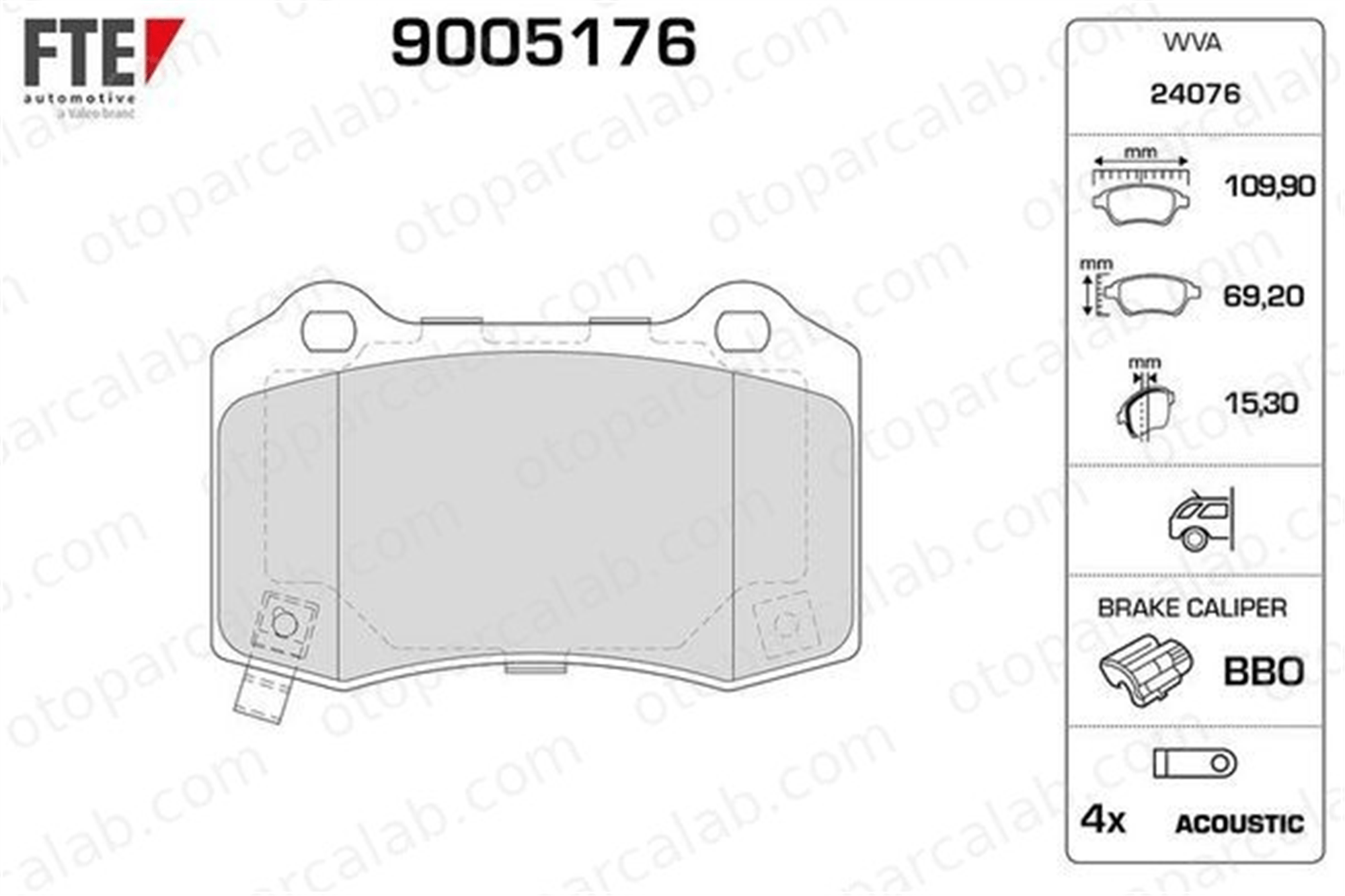 FTE 9005176 Fren Disk Balata Arka CHRYSLER 300C JEEP GRAND CHEROKEE IV 25940439 89047744