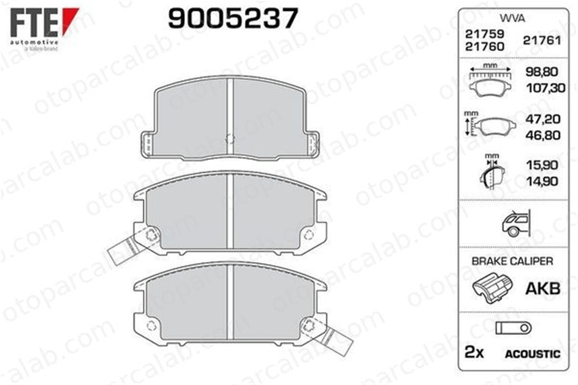 FTE 9005237 Fren Disk Balata Arka TOYOTA MR2 II MR2 I 446617020 446617030