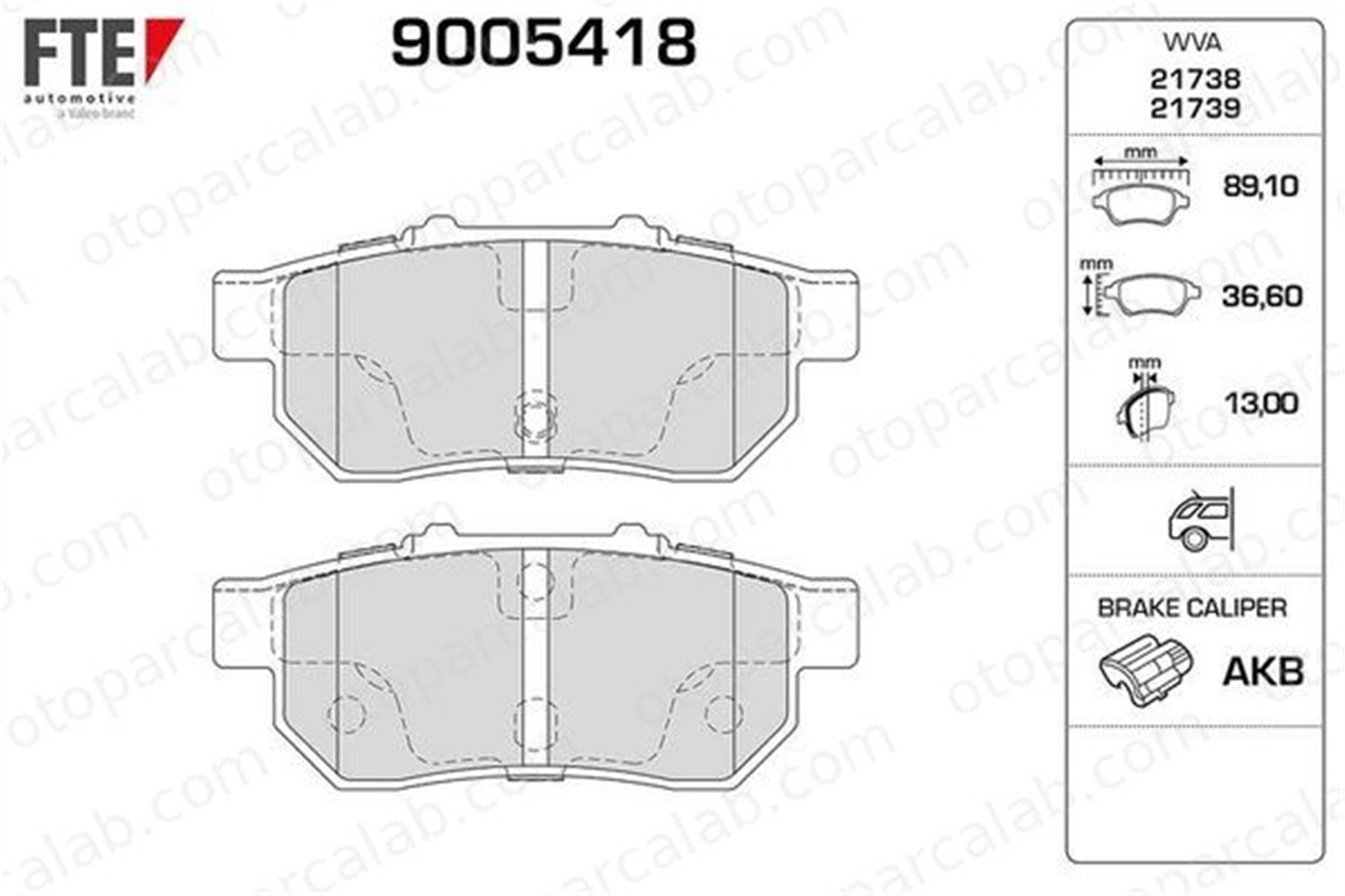 FTE 9005418 Fren Disk Balata Arka ROVER 200 II Hatchback 400 II 43022SR2000 43022SR2010