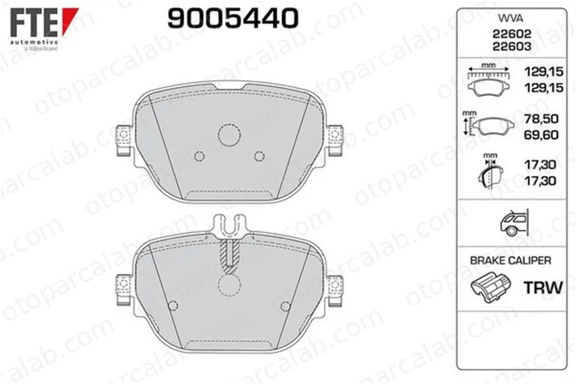 FTE 9005440 Fren Disk Balata Arka MERCEDES-BENZ E-SERISI E-SERISI T-Model A0004206400 4205602