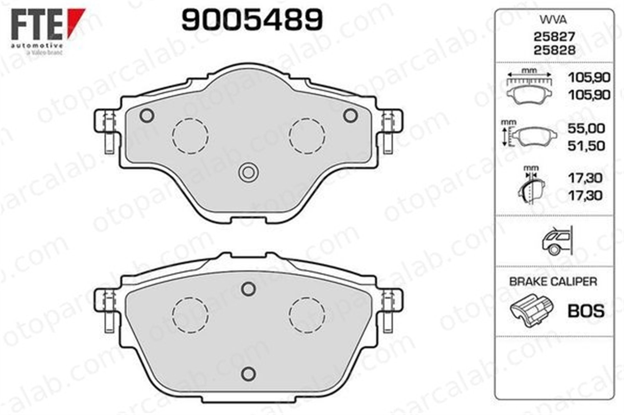 FTE 9005489 Fren Disk Balata Arka PEUGEOT 308 II 5008 II 1609000980 1619791280