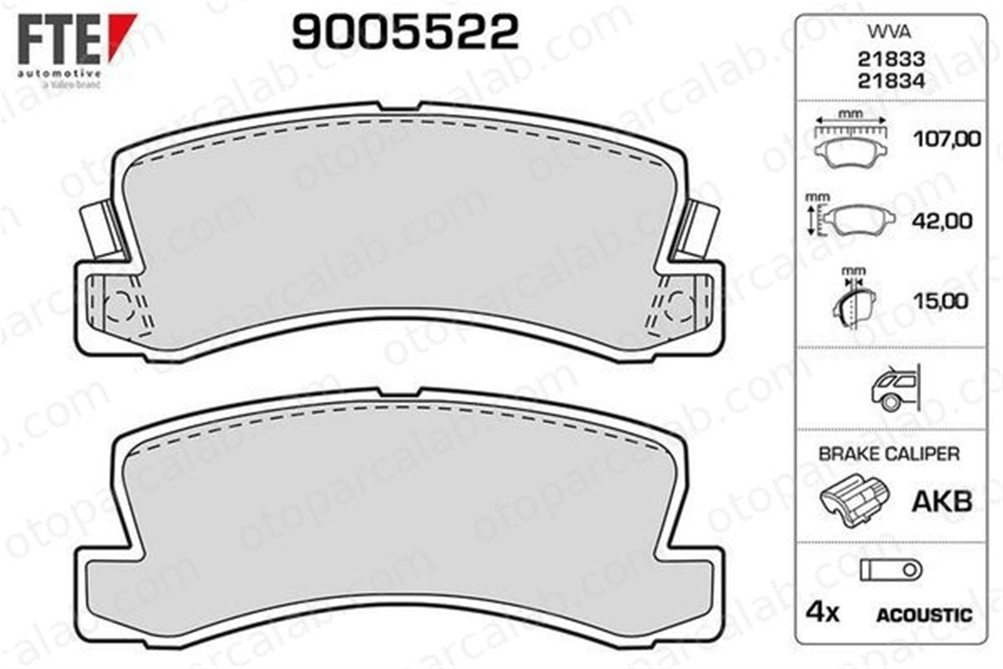 FTE 9005522 Fren Disk Balata Arka TOYOTA COROLLA COROLLA Compact 446612010 446612020