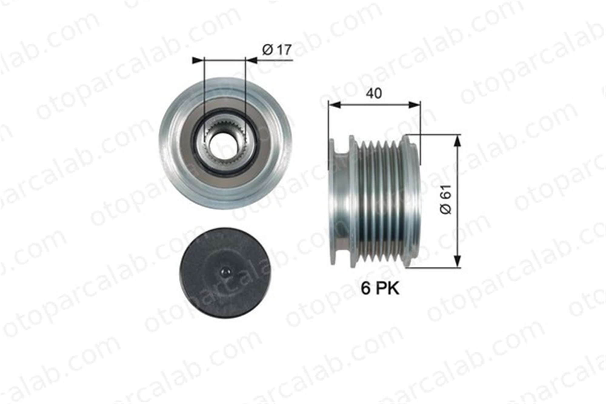 GATES OAP7013 Alternatör Kasnağı AUDI A3 SEAT LEON 22903119C 022903119C