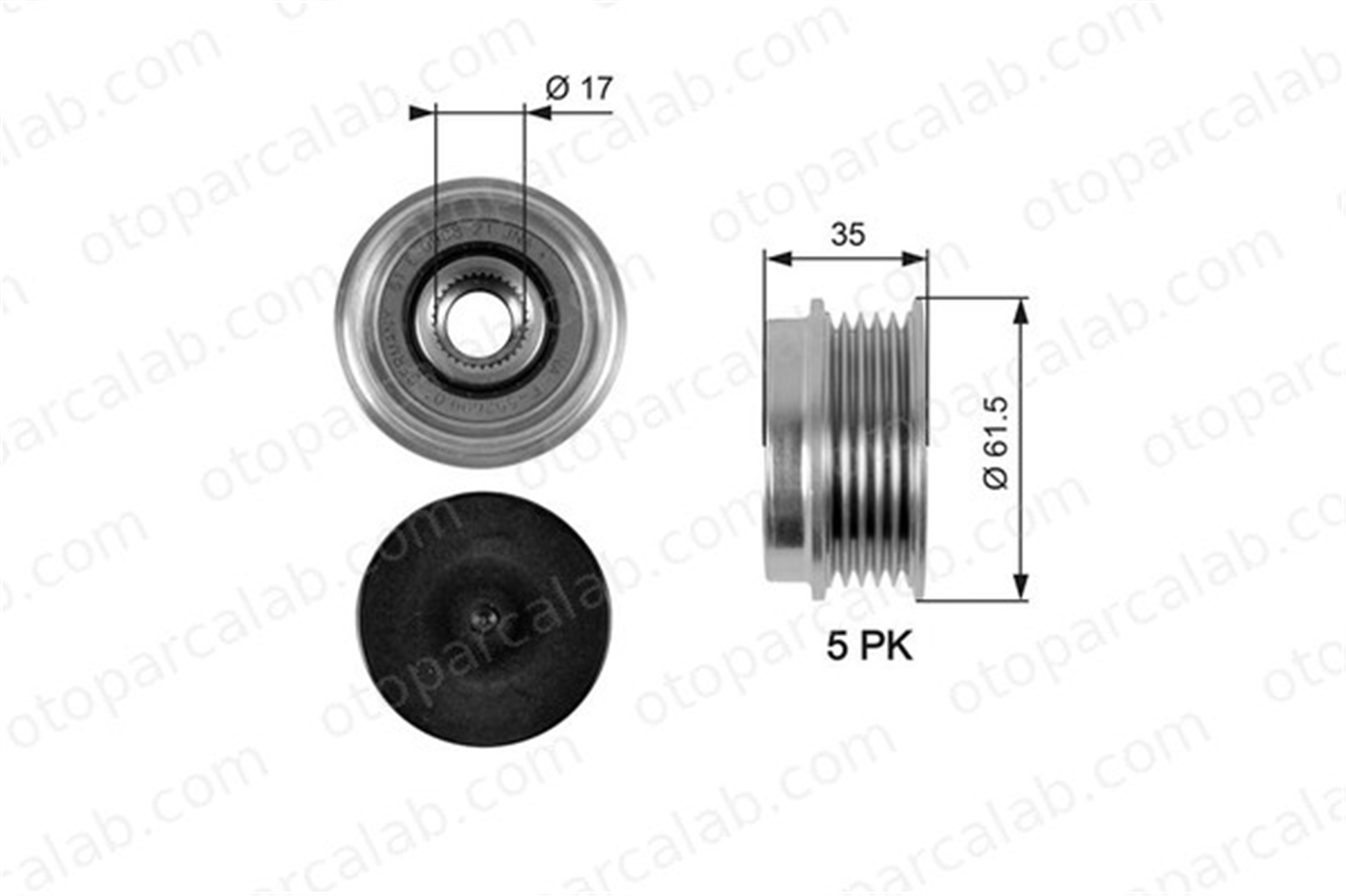 GATES OAP7033 Alternatör Kasnağı VW PASSAT B5 PASSAT B5 Variant 38903119M 038903119M