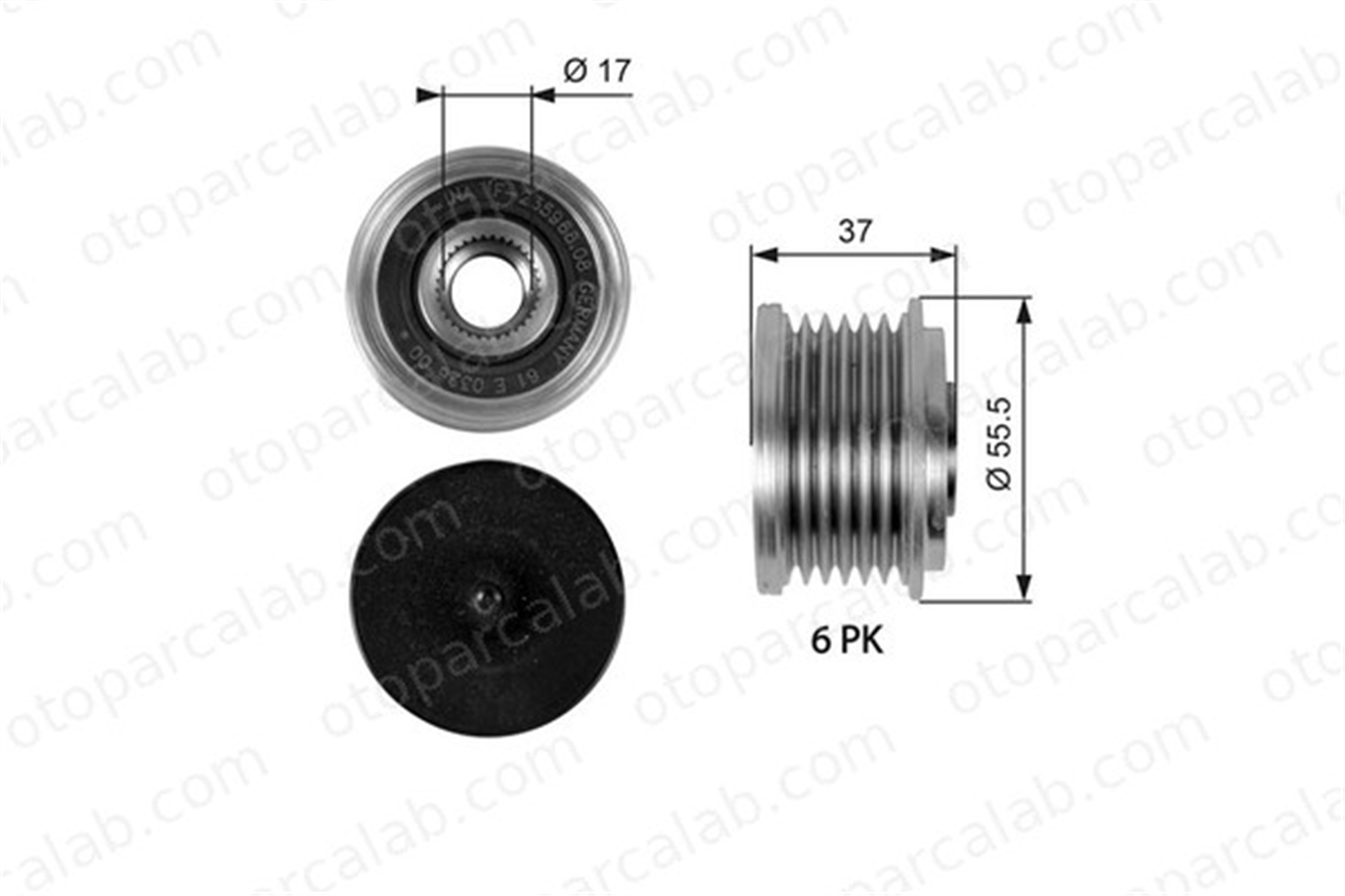 GATES OAP7046 Alternatör Kasnağı MERCEDES-BENZ E-SERISI E-SERISI T-Model A6461500260 6461500260