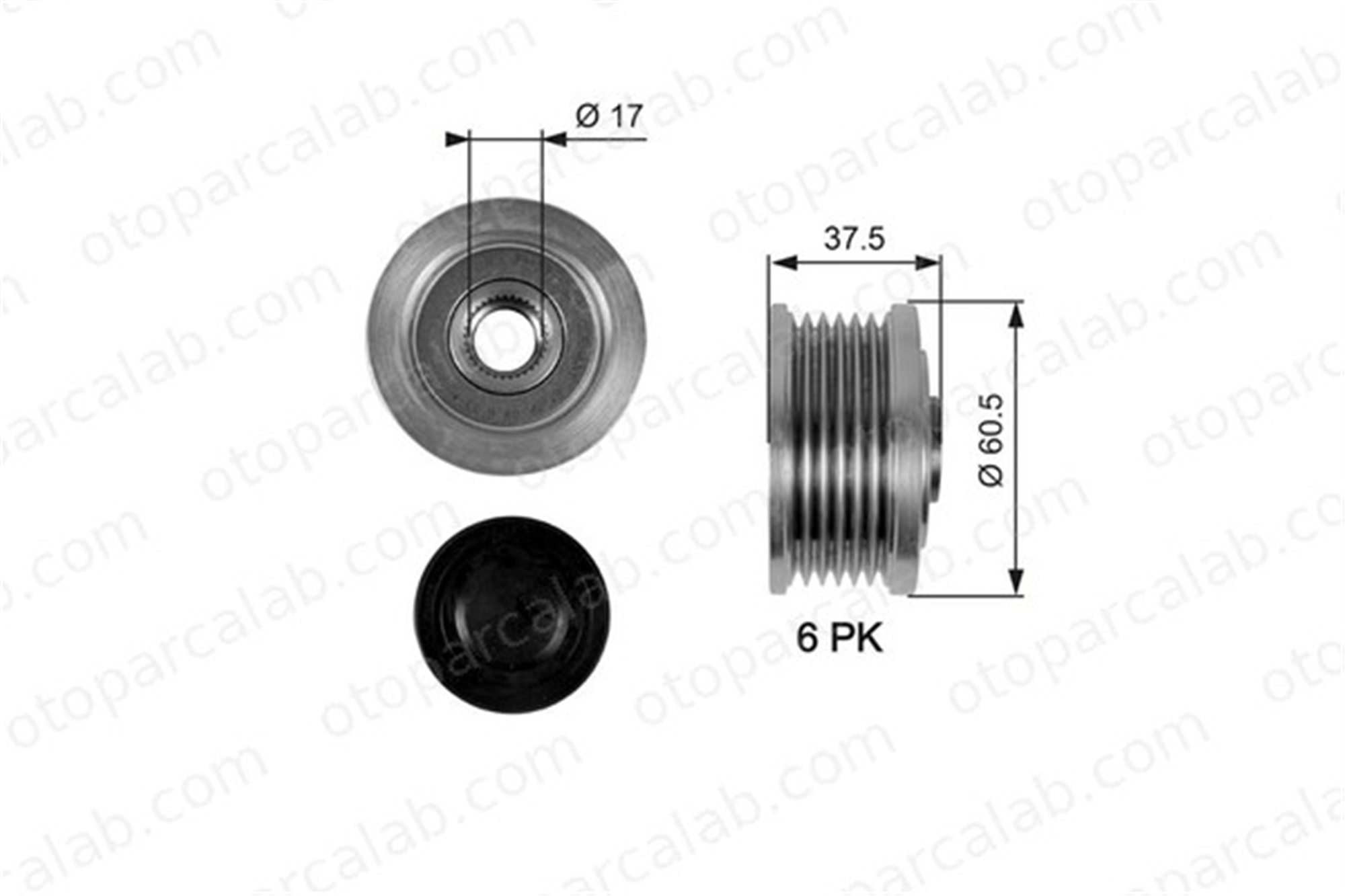 GATES OAP7048 Alternatör Kasnağı ALFA ROMEO 156 156 Sportwagon 9949129 9948225