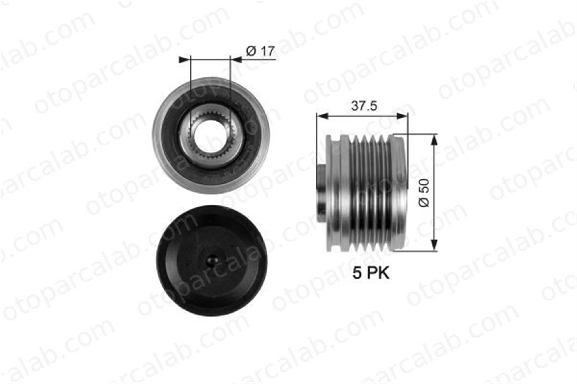 GATES OAP7053 Alternatör Kasnağı MERCEDES-BENZ A-SERISI B-SERISI Sports Tourer A6401500960 6401500160