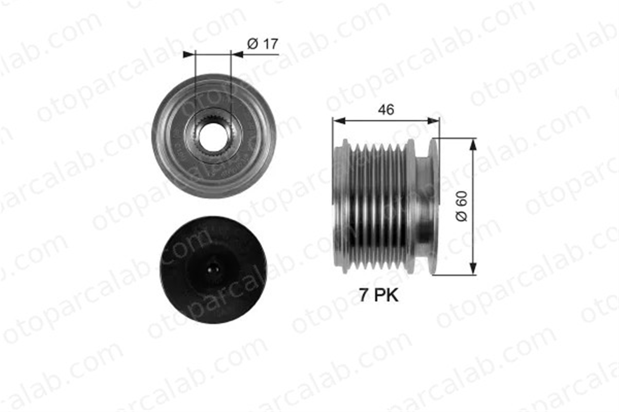 GATES OAP7056 Alternatör Kasnağı MERCEDES-BENZ C-SERISI Coupe C-SERISI A2711550016 2711550016
