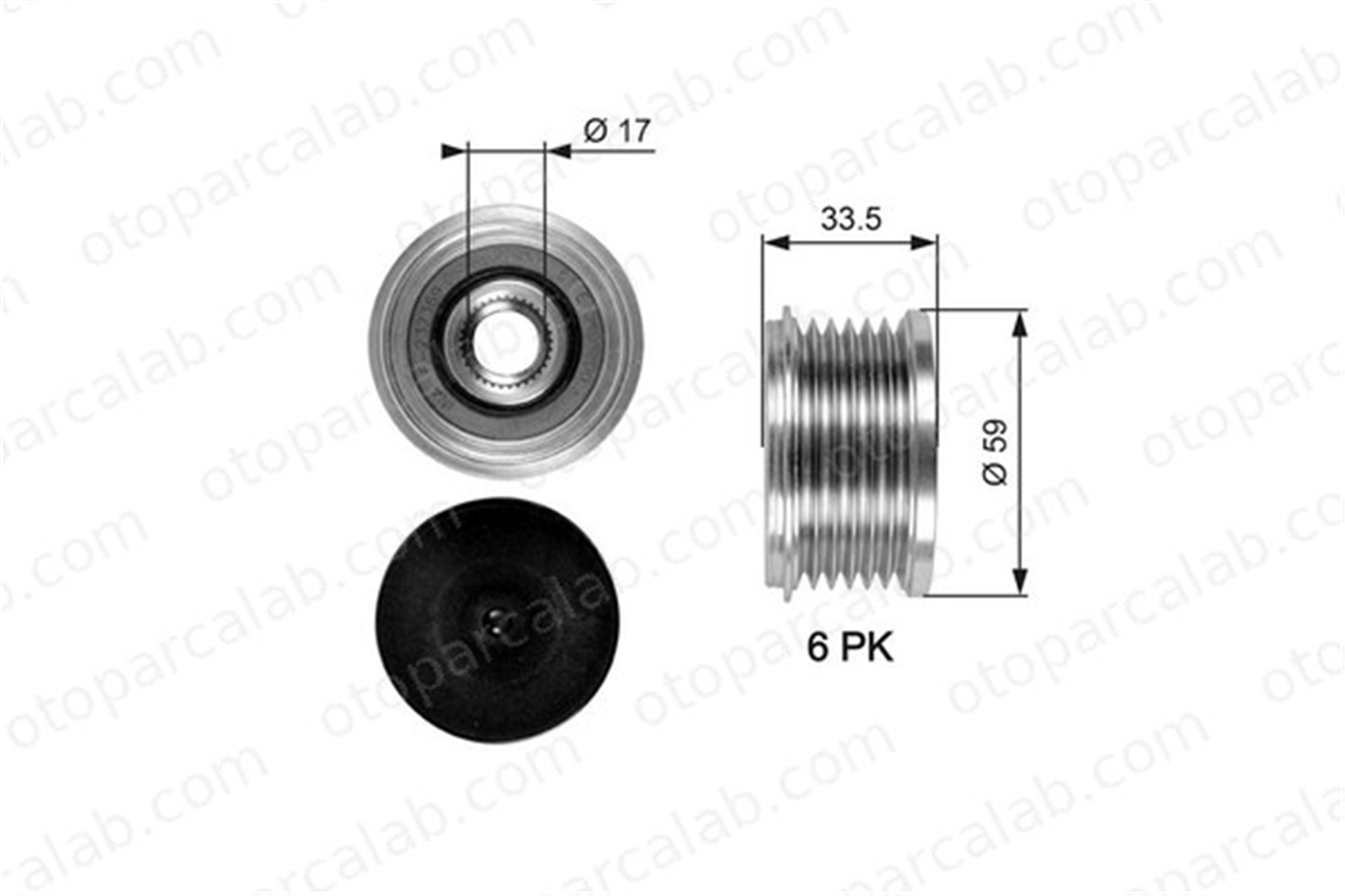 GATES OAP7080 Alternatör Kasnağı PEUGEOT PARTNER Kasa/büyük limuzin FIAT SCUDO Minibüs/Otobüs 9646065480 77362558