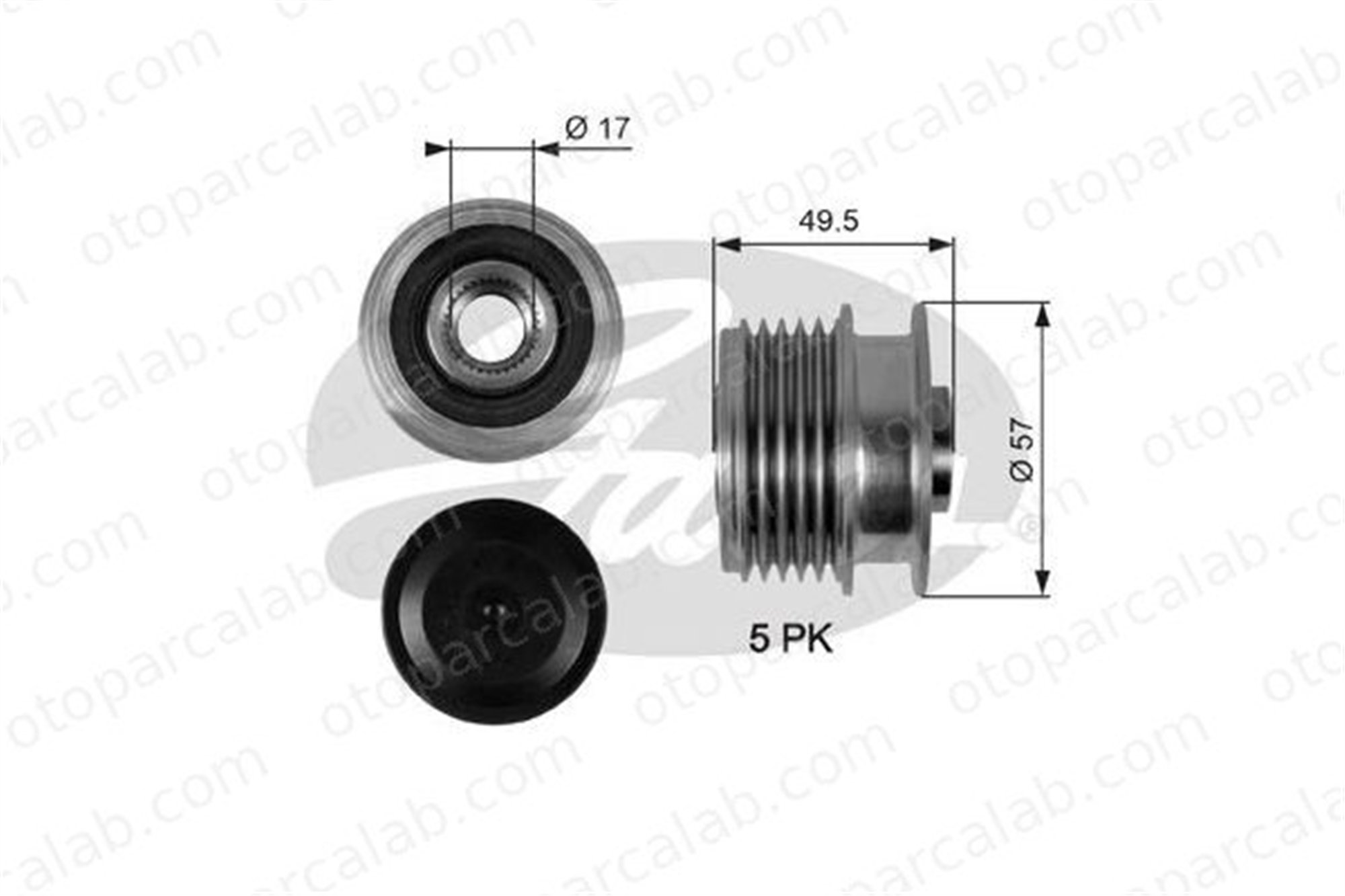 GATES OAP7089 Alternatör Kasnağı MERCEDES-BENZ A-SERISI VANEO A1661550215 101543902