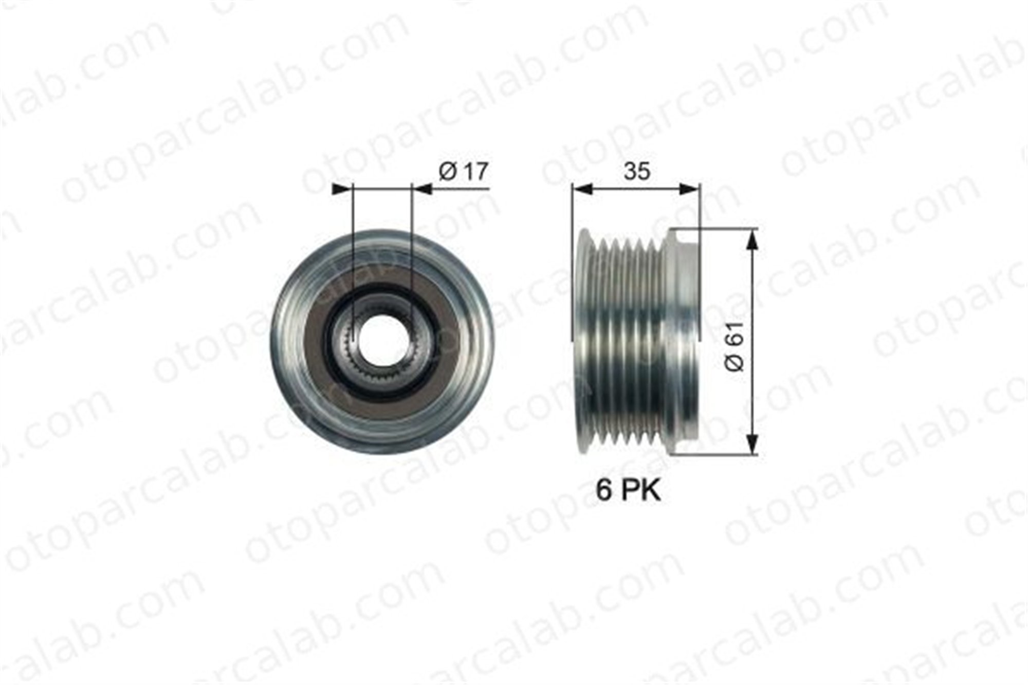 GATES OAP7166 Alternatör Kasnağı AUDI A7 Sportback A6 C7 59903119H 059903119H