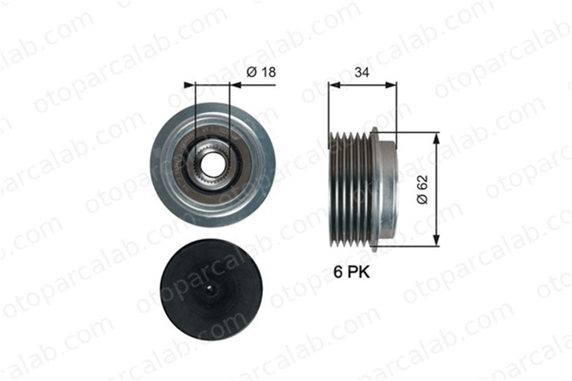 GATES OAP7203 Alternatör Kasnağı TOYOTA YARIS 2741533060