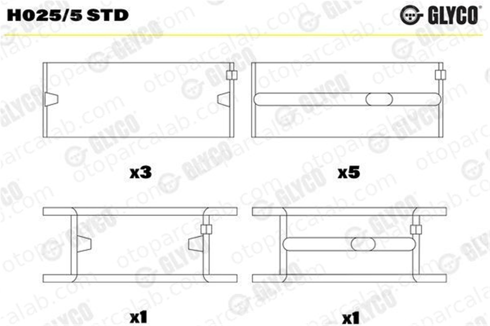 GLYCO H025/5 STD Ana Yatak (STD) VW SCIROCCO AUDI 80 B2 Sedan H0255STD 26105561B