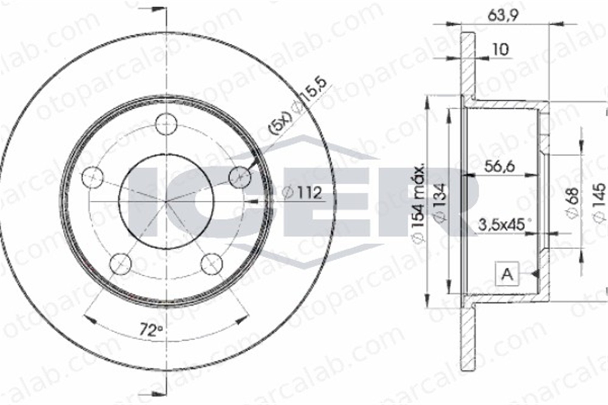 GOODYEAR 103198 Fren Disk Ayna Arka Sağ ve Sol AUDI A6 C5 Avant A6 C5 4A0615601A 8E0615601