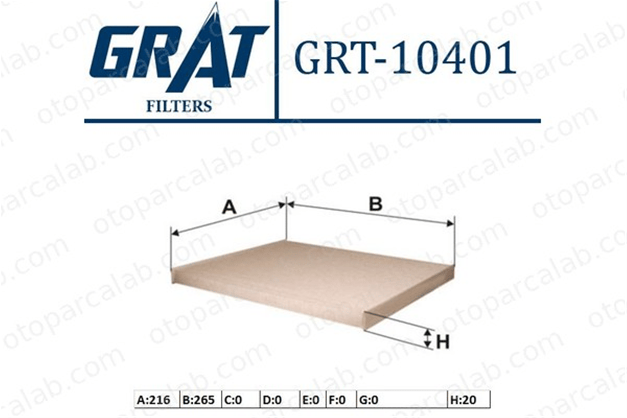 GRAT 10401 Polen Filtresi ALFA ROMEO MITO OPEL CORSA D 55702456 647960