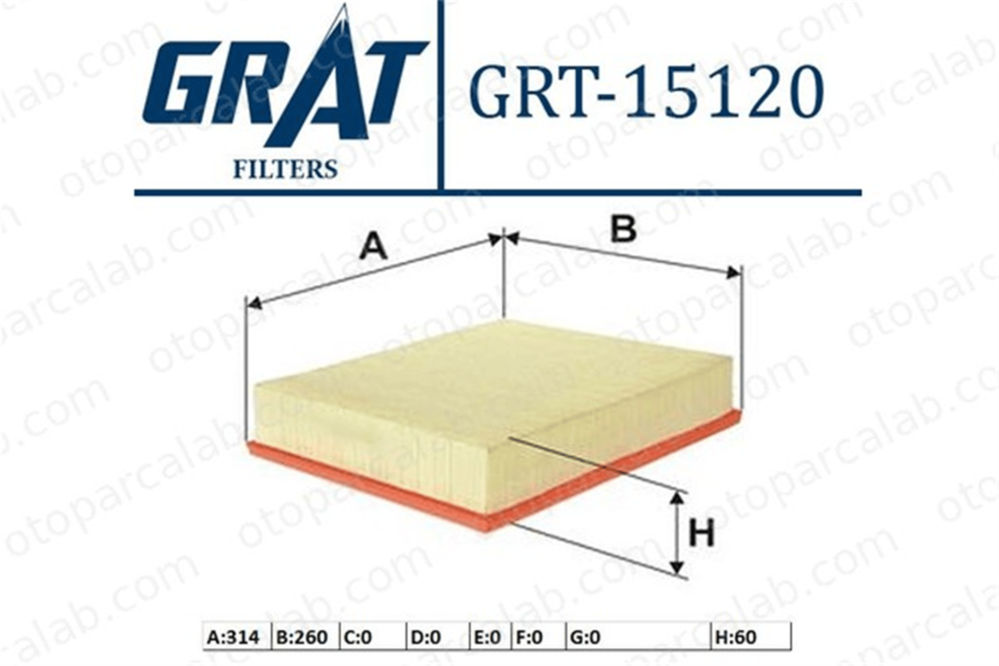 GRAT 15120 Hava Filtresi VW AMAROK AMAROK Platform şasi 2H0129620 2H0129620A