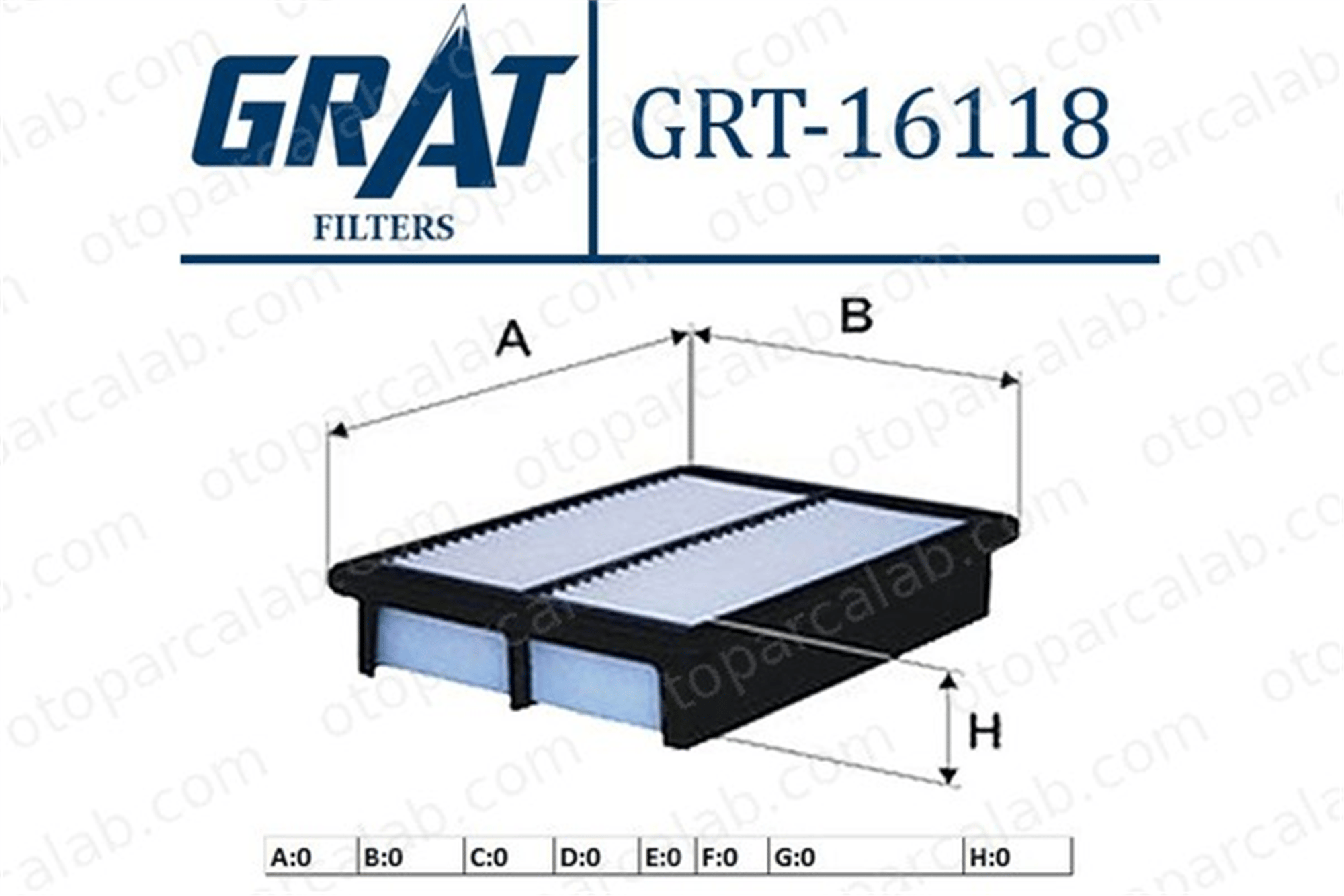 GRAT 16118 Hava Filtresi HYUNDAI H-1 Cargo H-1 Travel 281134H000 HA720