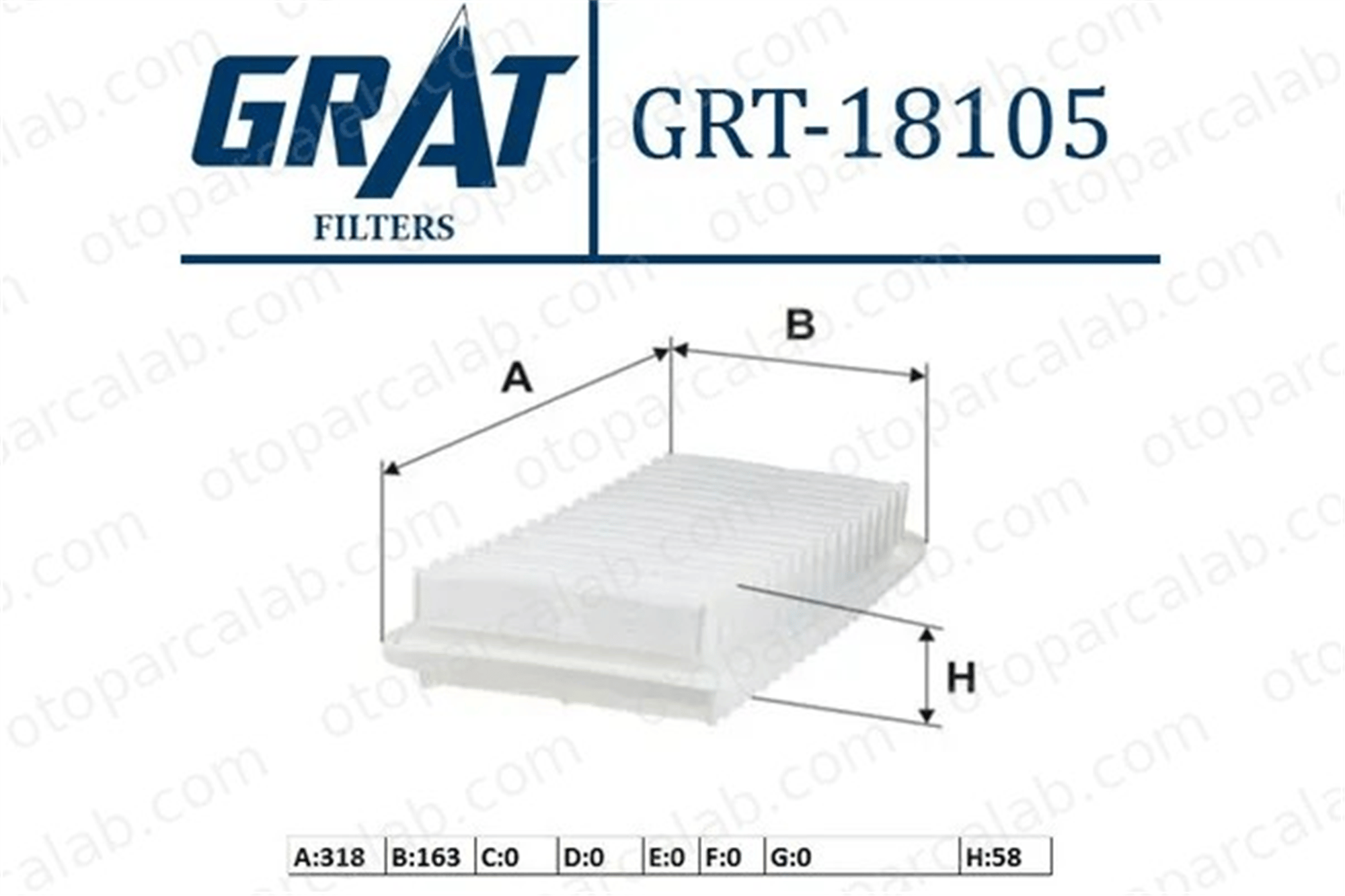 GRAT 18105 Hava Filtresi TOYOTA COROLLA COROLLA Sedan 178010G010 1780127020