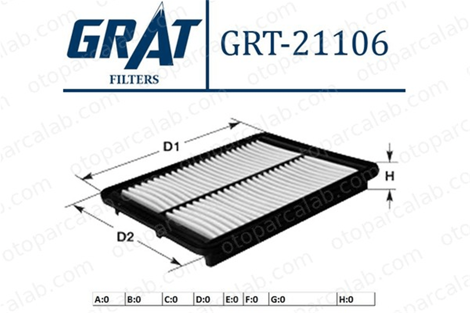 GRAT 21106 Hava Filtresi MITSUBISHI LANCER VIII LANCER VIII Sportback 1500A023 1444RT