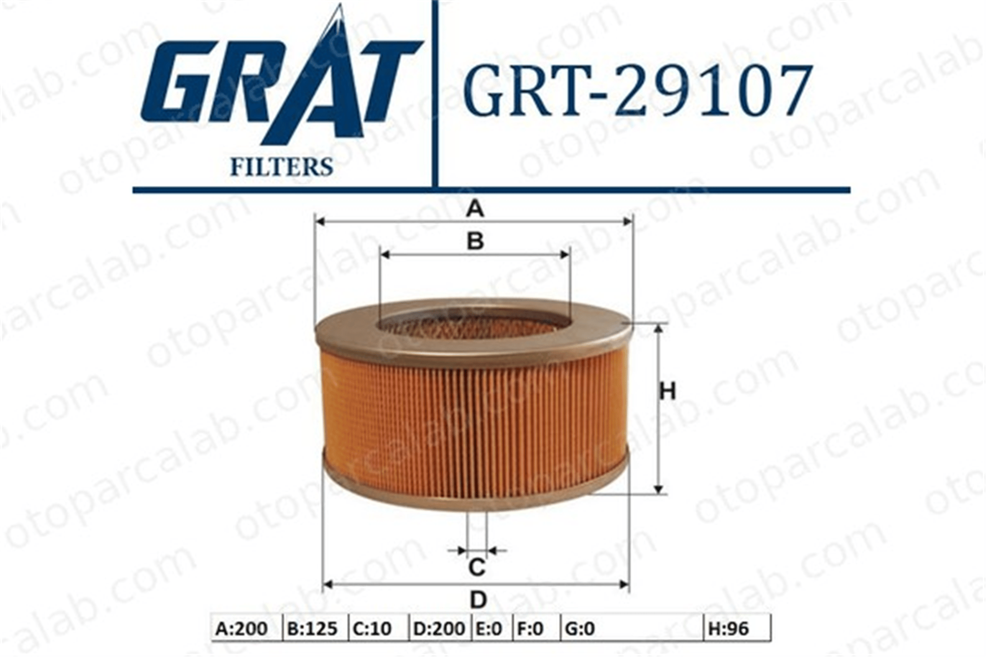 GRAT 29107 Hava Filtresi MAZDA E Panelvan/Van E Minibüs/Otobüs RF0113Z409A RF0113Z40