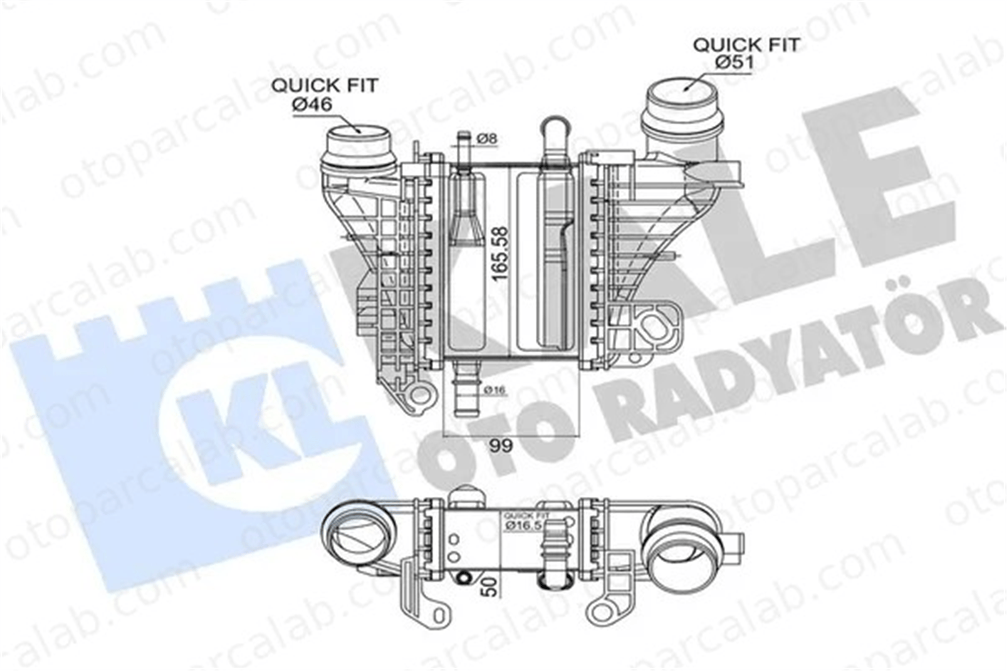 GUA 40897 Turbo Radyatörü DACIA DUSTER MERCEDES-BENZ A-SERISI 144967867R 144616325R