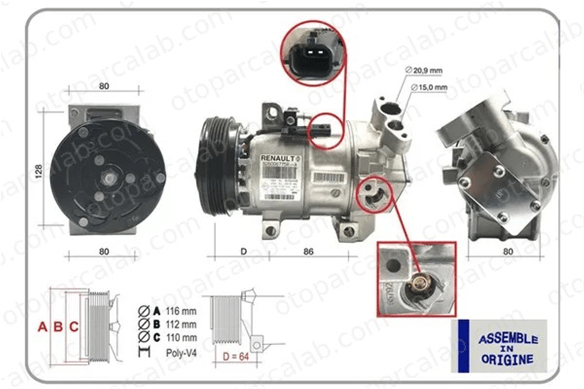 GUA 51332 Klima Kompresörü DACIA LOGAN II LOGAN MCV II 926006775R 926005314R