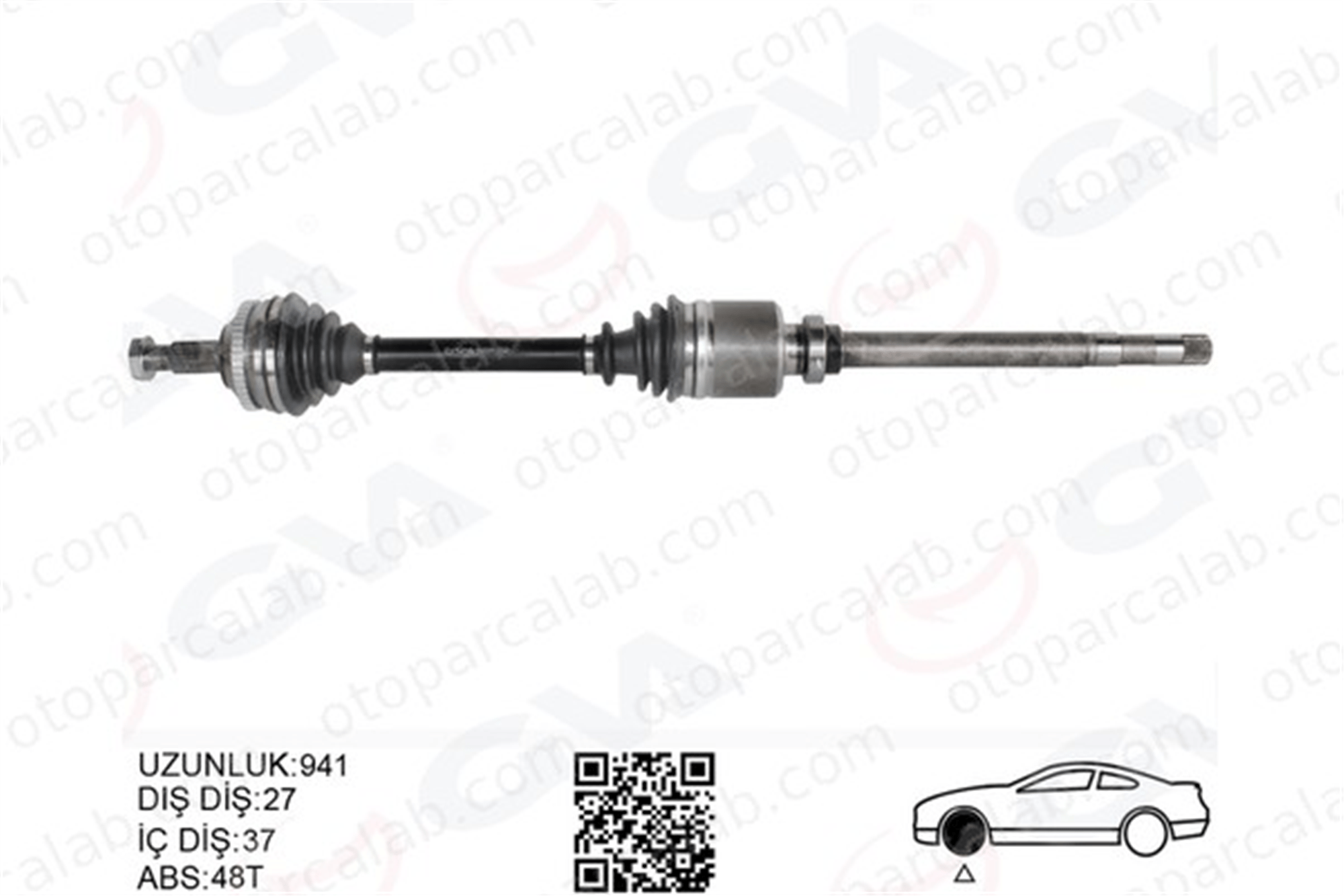 GVA 4429064 Aks Komple Ön Sağ CITROËN EVASION MPV FIAT ULYSSE 9626083880 9617408280
