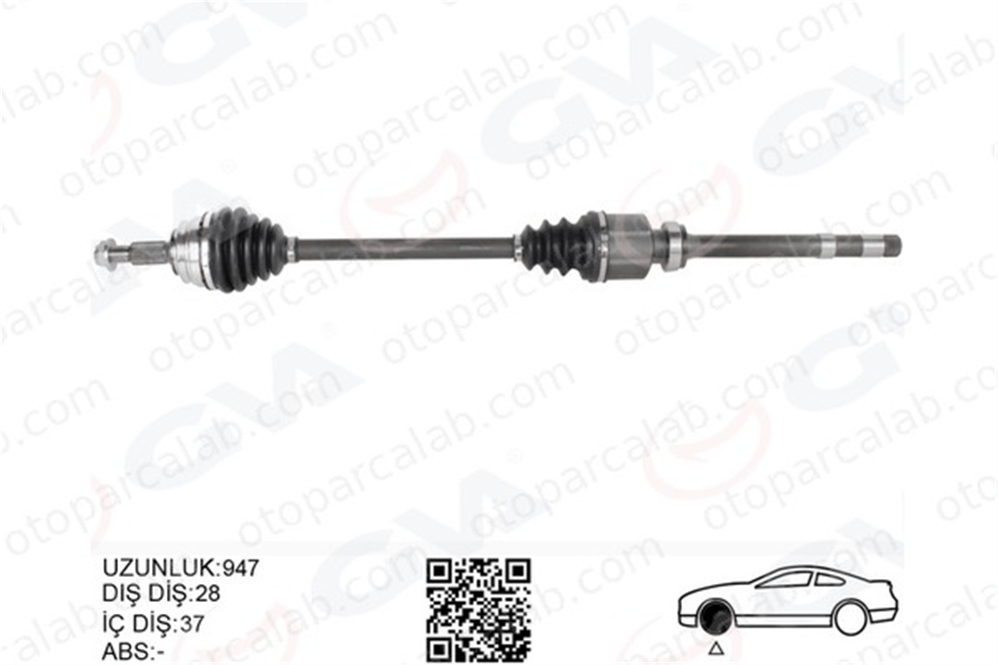 GVA 4443326 Aks Komple Ön Sağ CITROËN C4 SPACETOURER OPEL GRANDLAND / GRANDLAND X 1618043280 9811176780