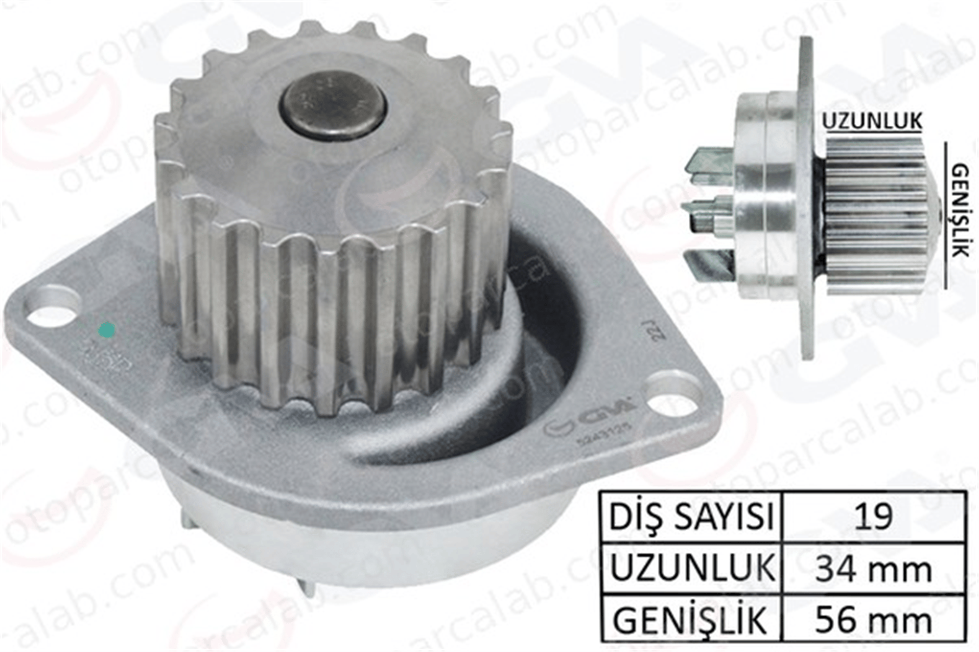 GVA 5243125 Devirdaim Su Pompası CITROËN SAXO PEUGEOT 106 II 1201E5 1201A2