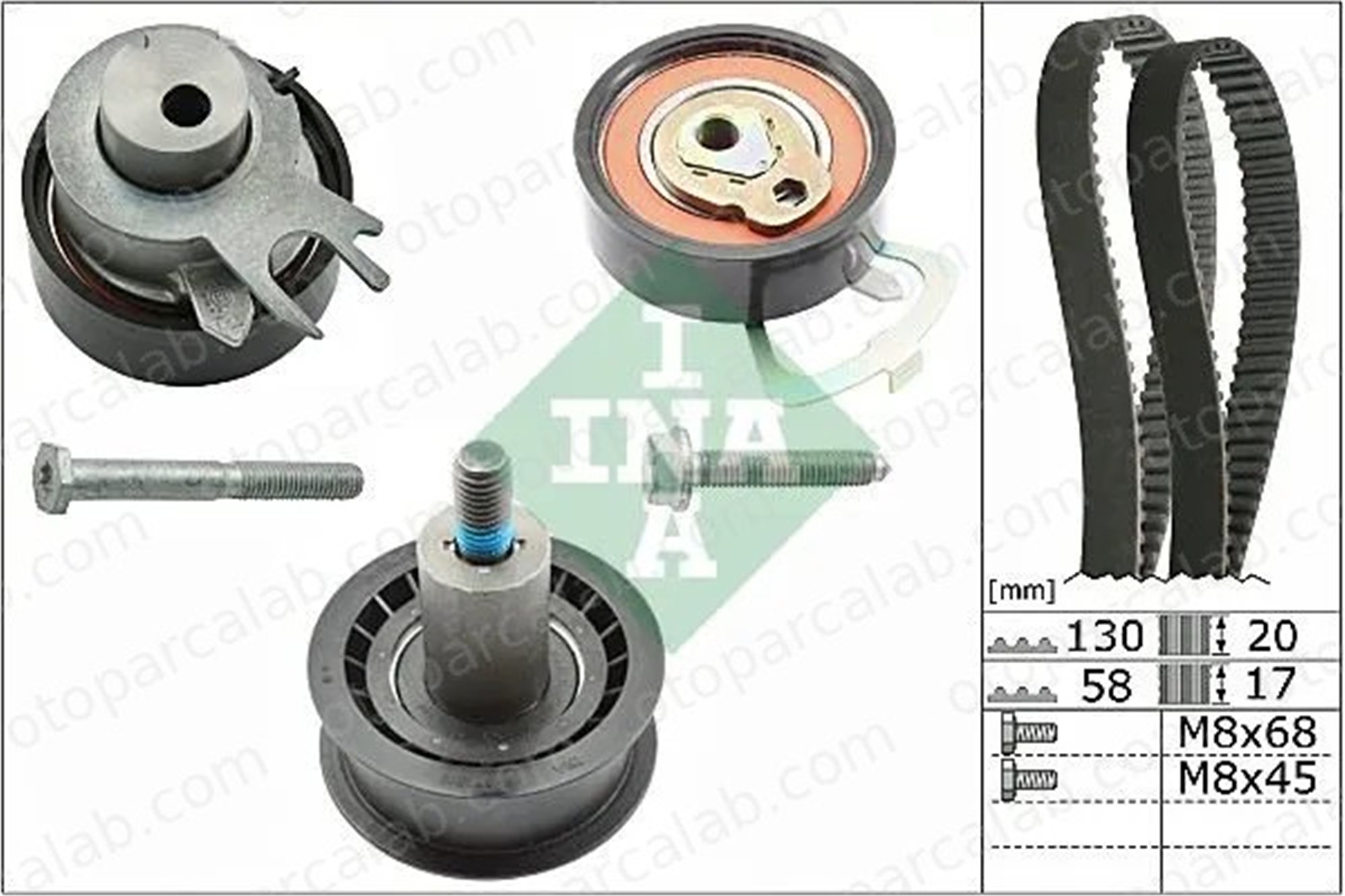 INA 530 0538 10 Triger Kayış Seti SKODA FABIA I FABIA I Combi 36198119A 036198119A