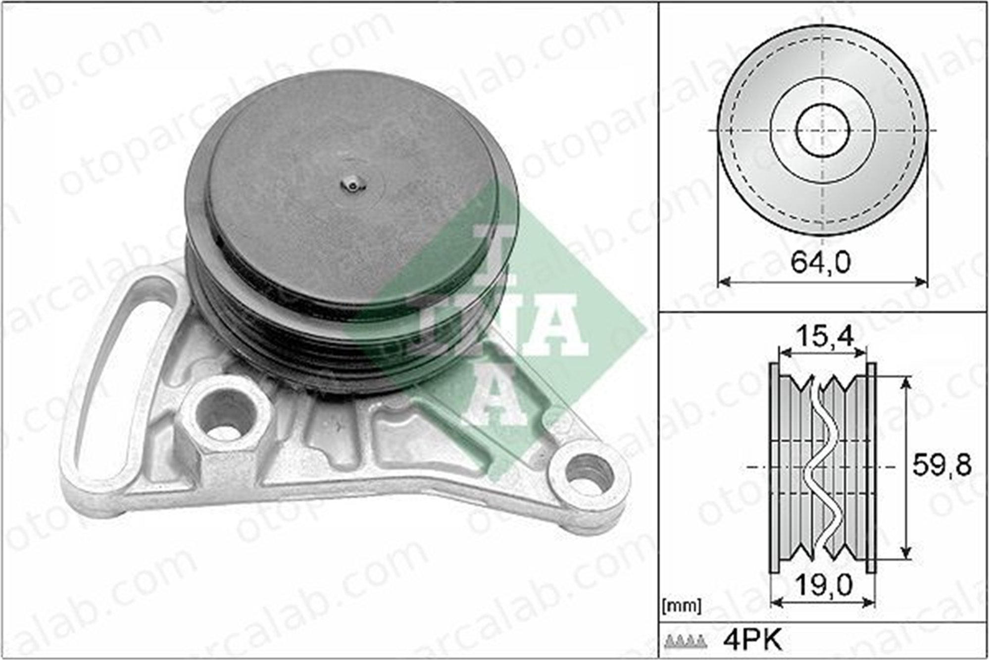 INA 531 0309 10 Vantilatör Kayış Gergi Rulmanı AUDI A4 B5 A4 B5 Avant 58260511 058260511
