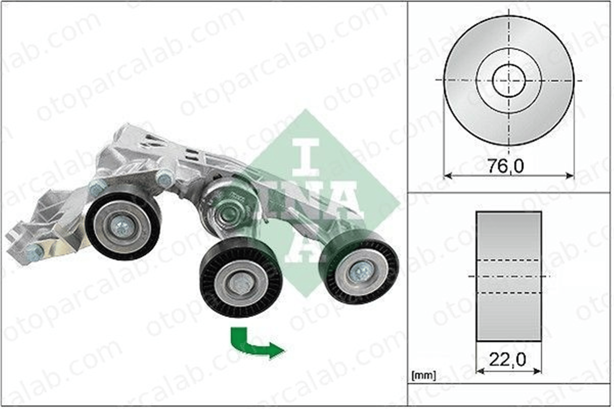INA 534 0338 10 Vantilatör Kayış Gergi Rulmanı MERCEDES-BENZ A-SERISI B-SERISI Sports Tourer A6402002770 6402001870