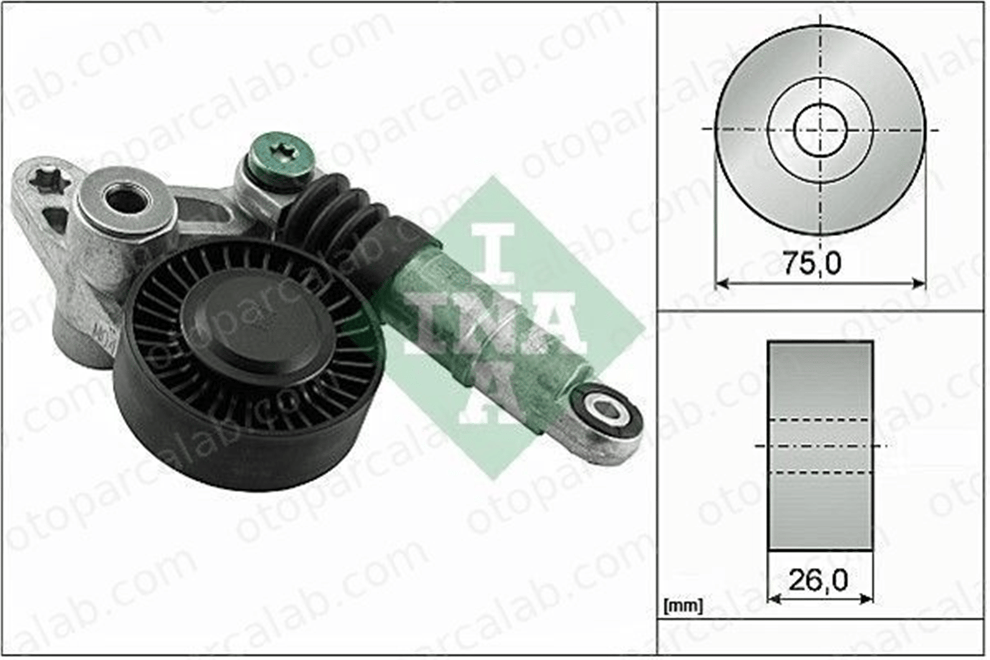 INA 534 0356 10 Vantilatör Kayış Gergi Rulmanı AUDI A6 C6 A6 C6 Avant 59145201D 059145201D