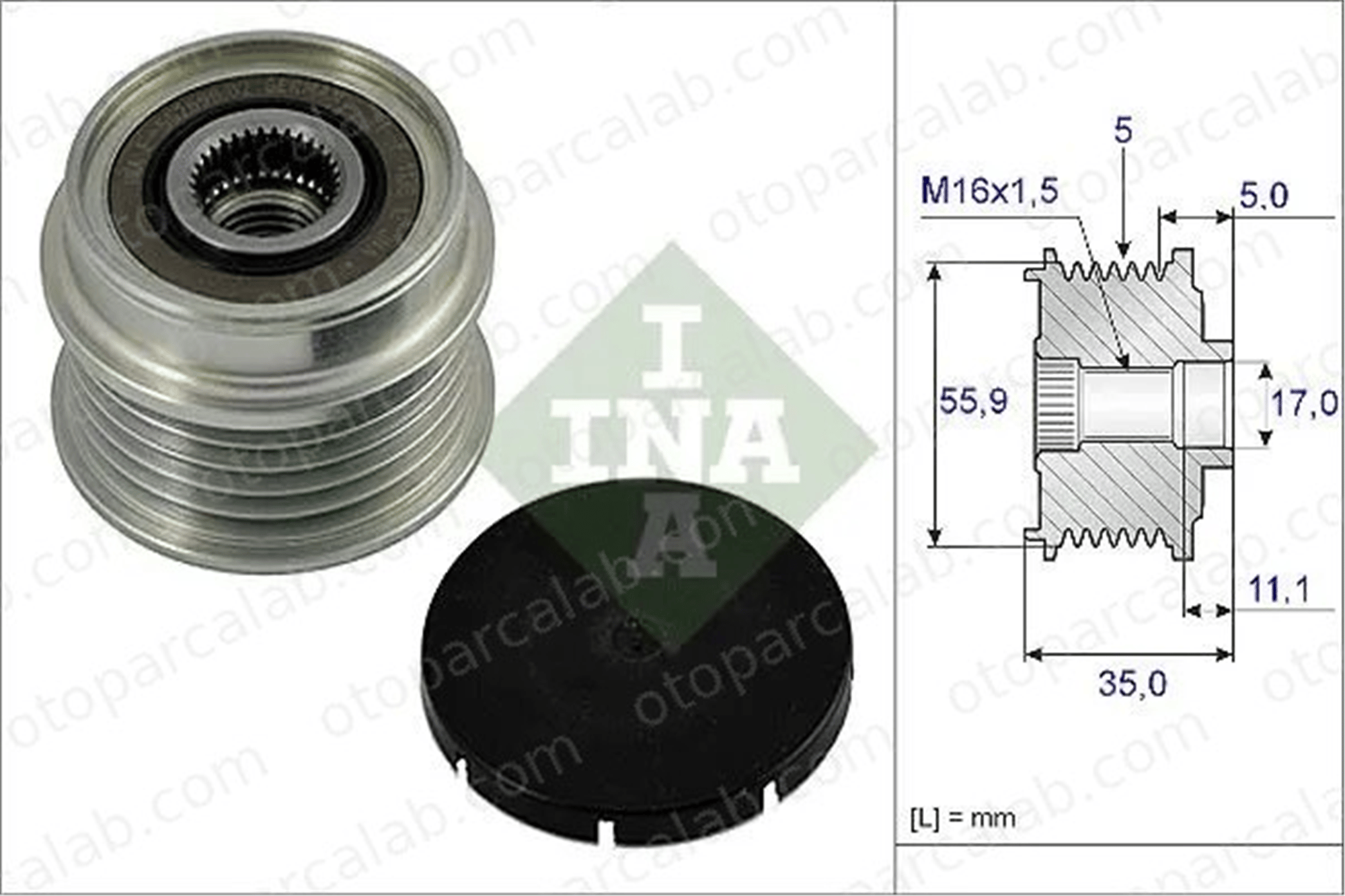 INA 535 0005 10 Alternatör Kasnağı AUDI A4 B5 A4 B5 Avant 38903119M 038903119M
