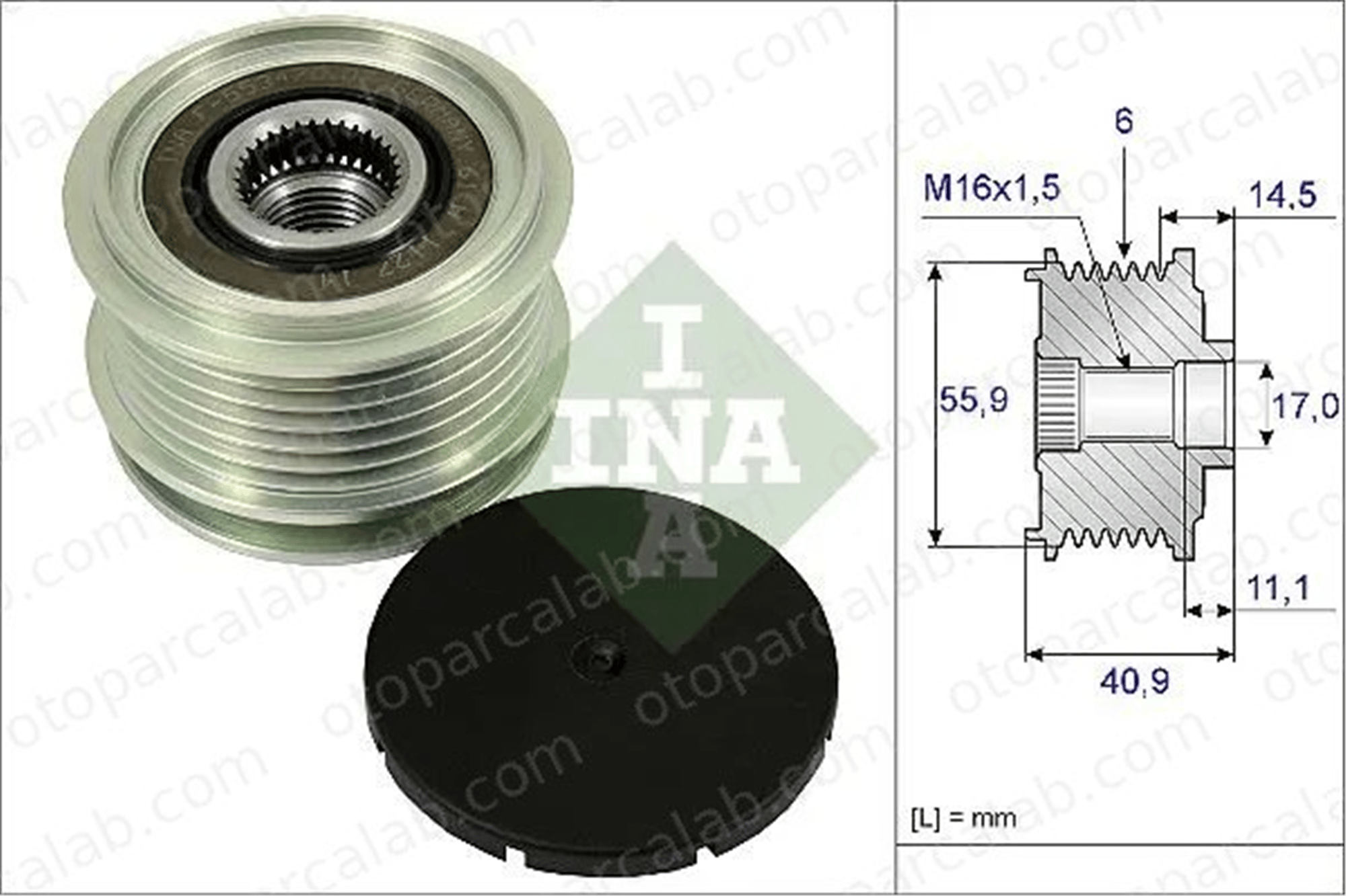 INA 535 0012 10 Alternatör Kasnağı AUDI A3 SEAT LEON 22903119C 022903119C