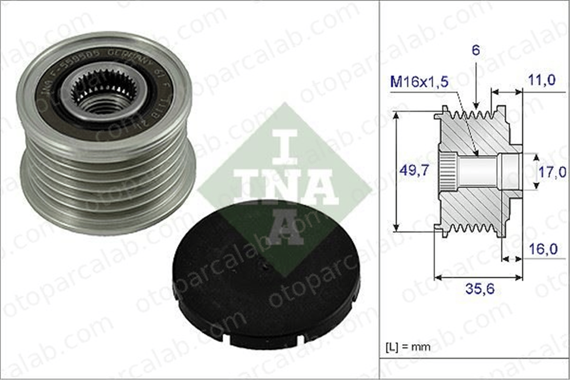INA 535 0016 10 Alternatör Kasnağı MERCEDES-BENZ C-SERISI E-SERISI A6111550415 1500550