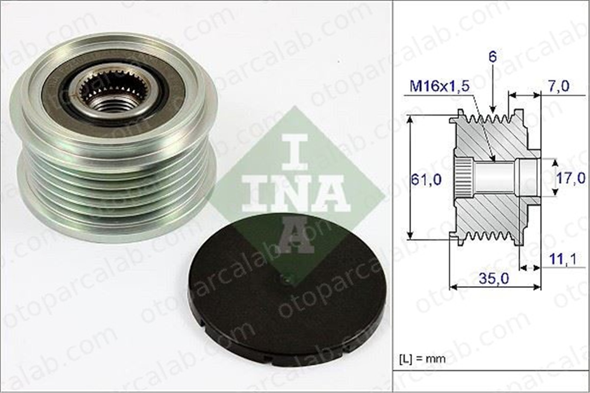 INA 535 0022 10 Alternatör Kasnağı IVECO DAILY IV Panelvan/Van DAILY IV Platform şasi 9949580 38903018E