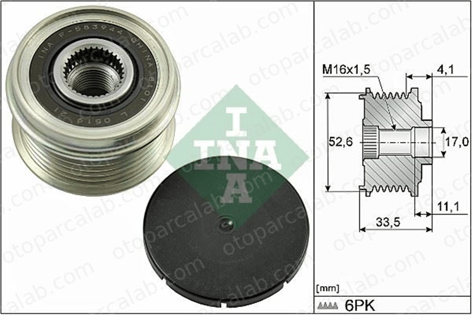 INA 535 0025 10 Alternatör Kasnağı PORSCHE 911 911 Cabrio 91660301200 3701010MH