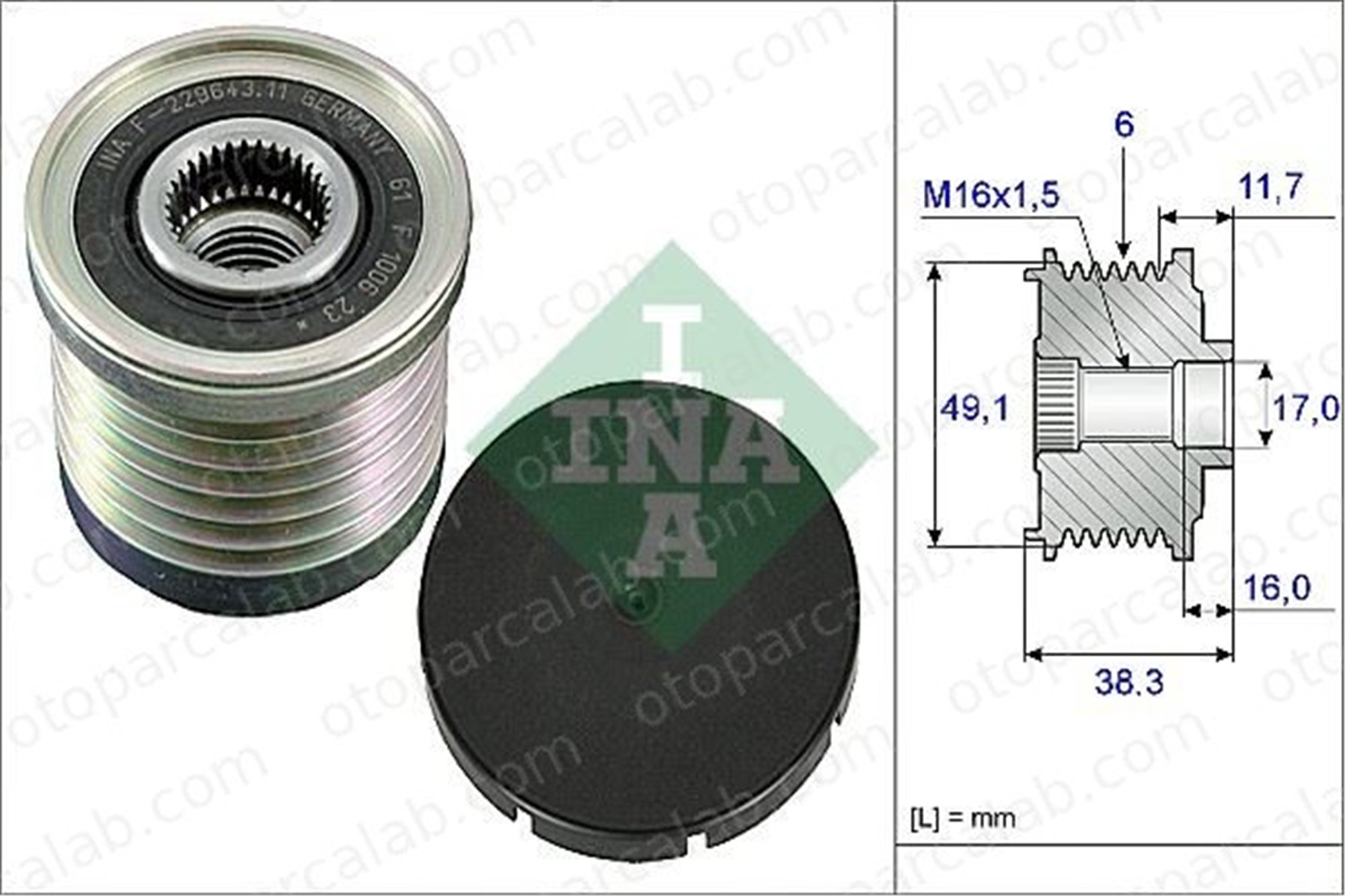 INA 535 0030 10 Alternatör Kasnağı RENAULT LAGUNA II Grandtour LAGUNA II 7701477508 231000011R