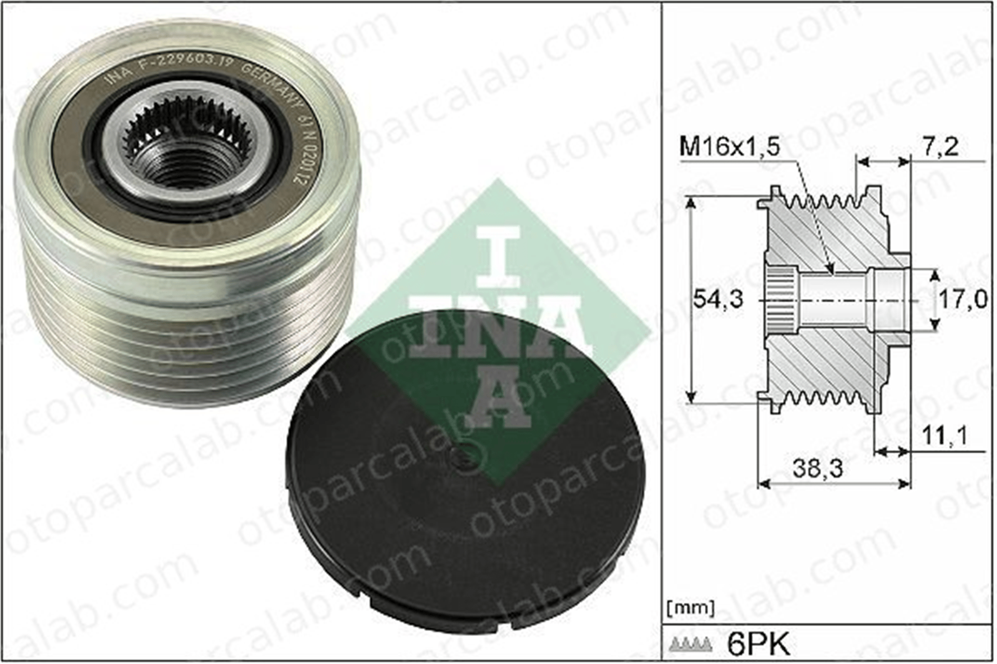 INA 535 0039 10 Alternatör Kasnağı FIAT ULYSSE CITROËN C8 2S6T10300 77363303