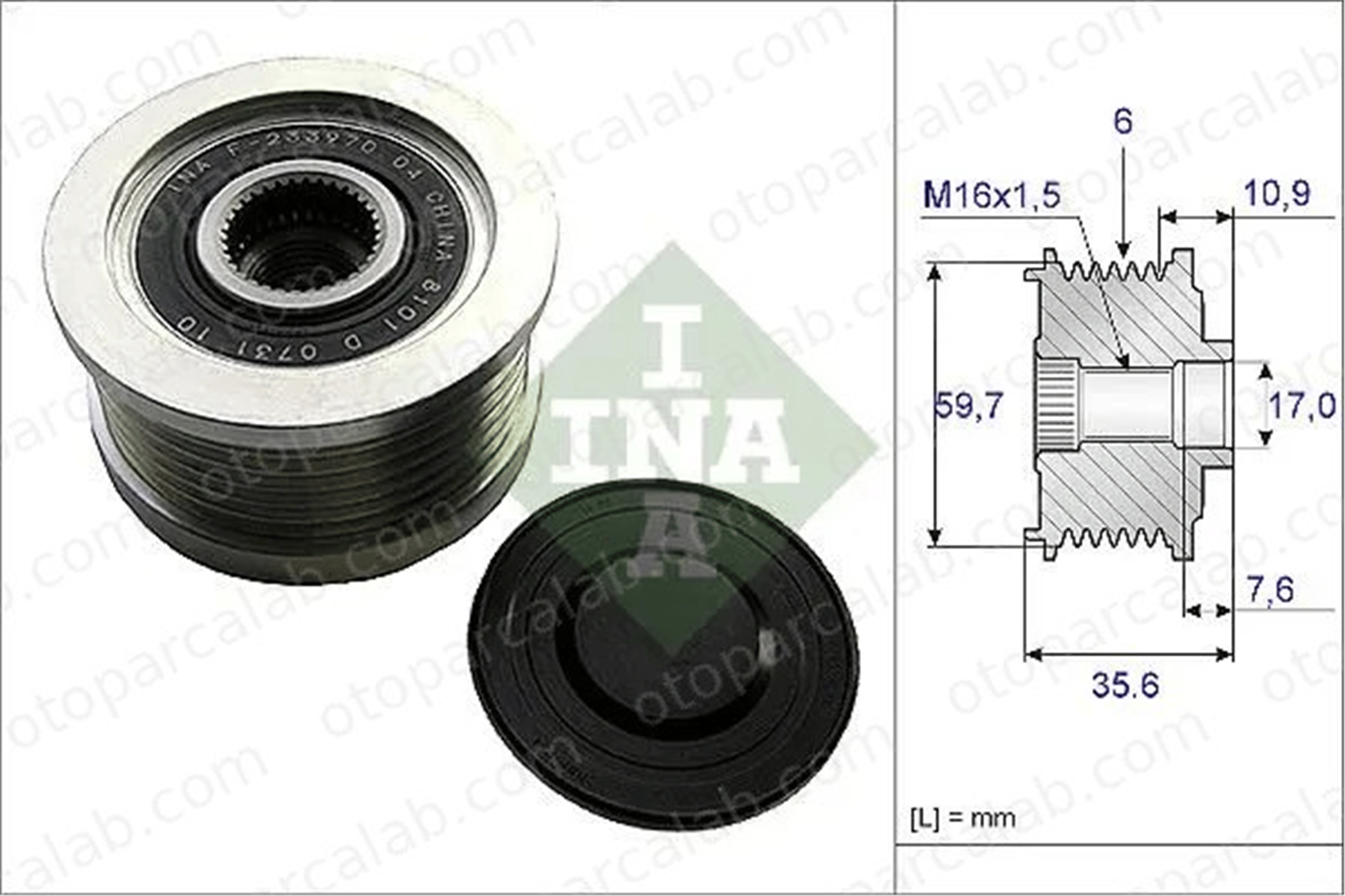 INA 535 0046 10 Alternatör Kasnağı HYUNDAI SANTA FÉ II TUCSON 3732227010 3730027010