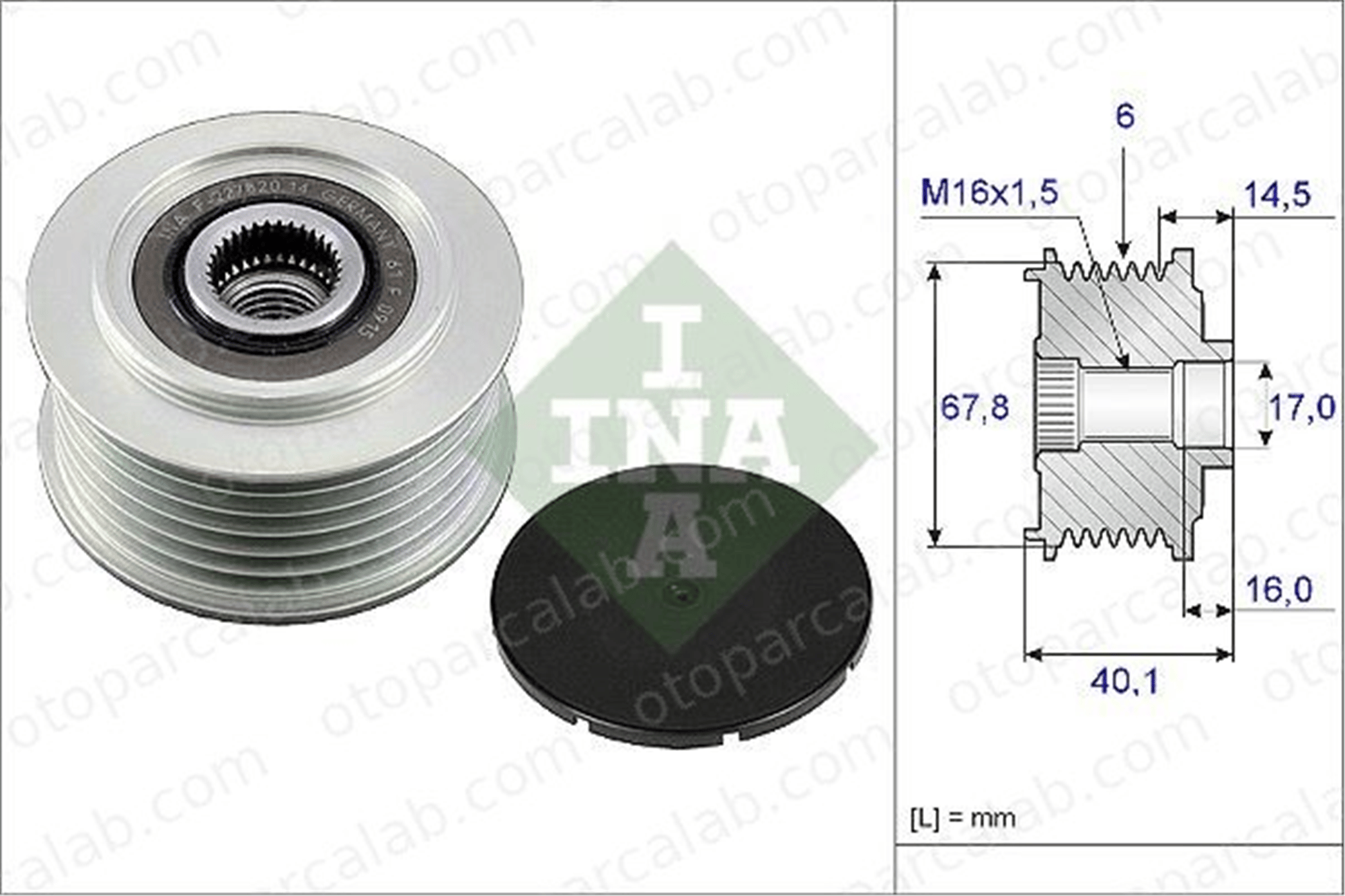 INA 535 0047 10 Alternatör Kasnağı VW TRANSPORTER T4 Minibüs/Otobüs TRANSPORTER T4 Panelvan/Van 74903119E 074903119E