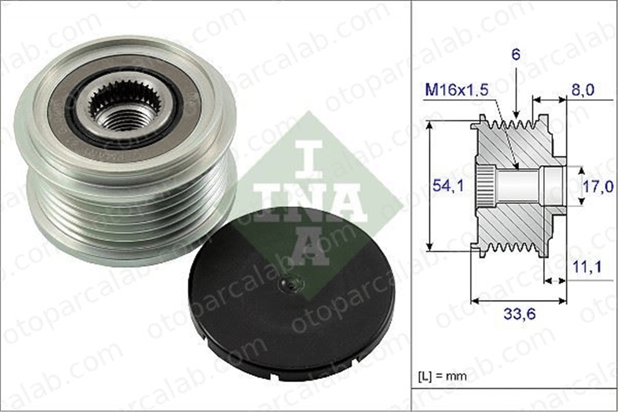 INA 535 0059 10 Alternatör Kasnağı PEUGEOT EXPERT Panelvan/Van CITROËN C8 9646065480 12317794970