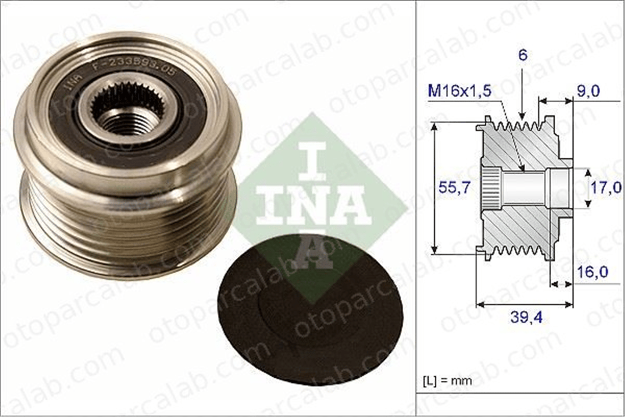 INA 535 0060 10 Alternatör Kasnağı VW POLO SEAT CORDOBA 3D903119A 03D903119A