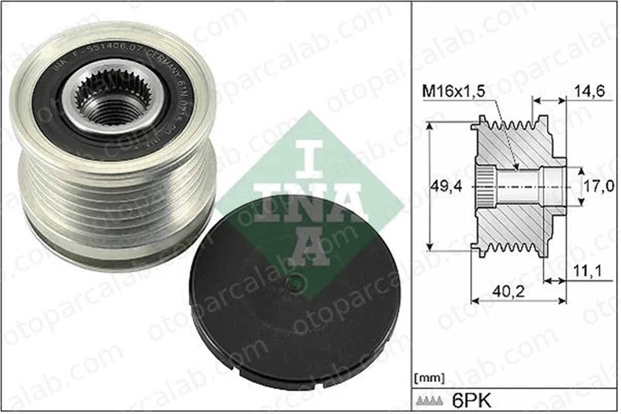INA 535 0124 10 Alternatör Kasnağı AUDI A5 Sportback Q5 45903119A 045903119A