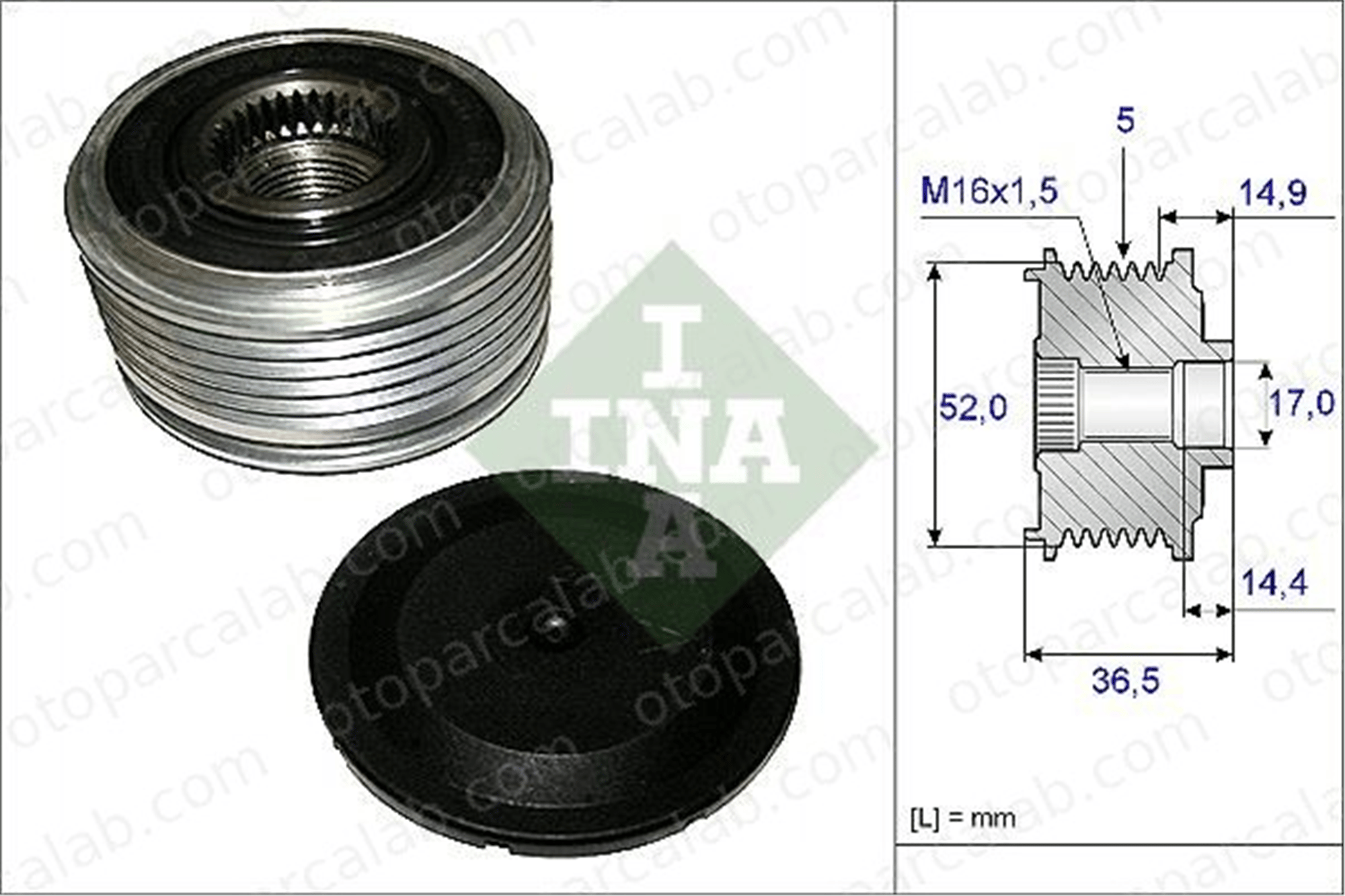 INA 535 0129 10 Alternatör Kasnağı MERCEDES-BENZ B-SERISI Sports Tourer A-SERISI A2661550115 2661540902