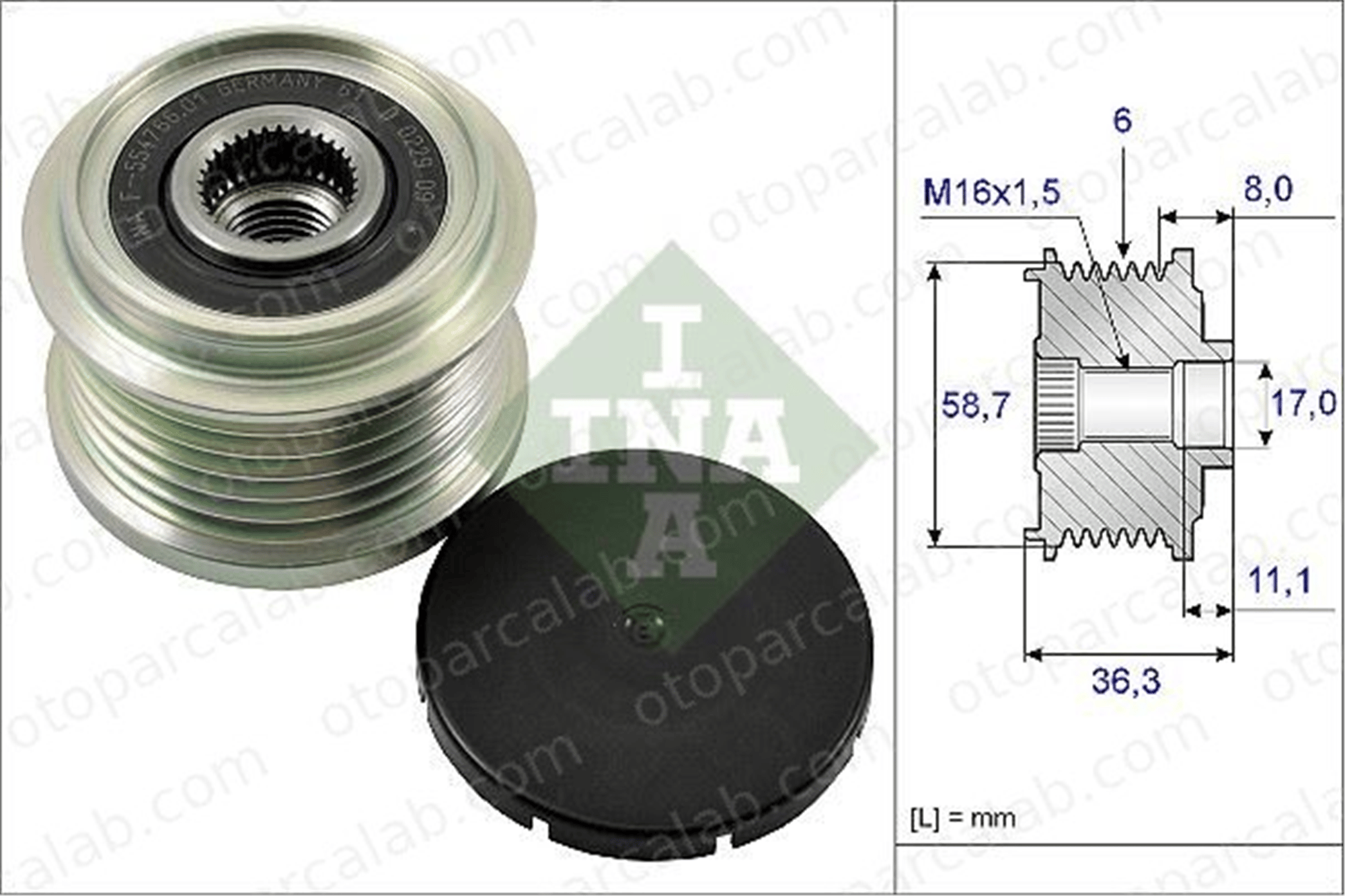 INA 535 0160 10 Alternatör Kasnağı FORD TRANSIT Panelvan/Van TRANSIT Platform şasi BK2T10300 1606427480