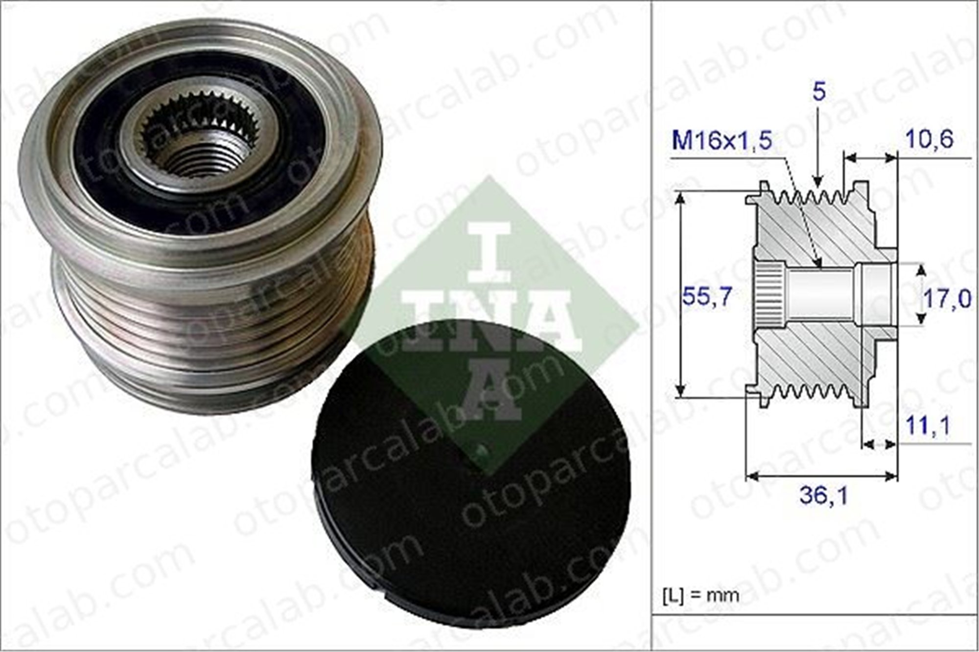 INA 535 0161 10 Alternatör Kasnağı VOLVO V50 S40 II 6M5T10300SA 1541451