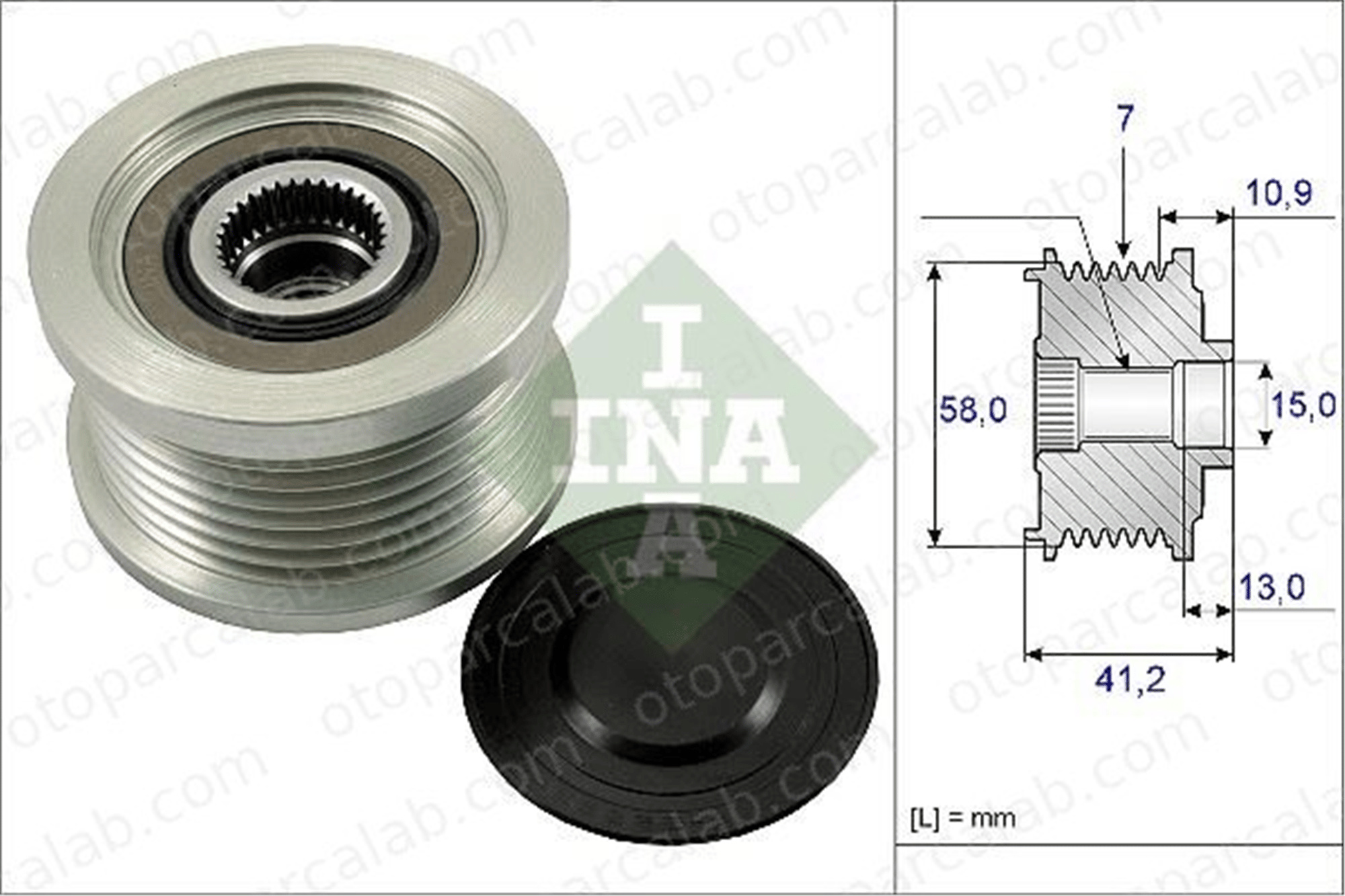 INA 535 0173 10 Alternatör Kasnağı TOYOTA HILUX VII Pick-up HIACE IV Panelvan/Van 274150L010 270600L020