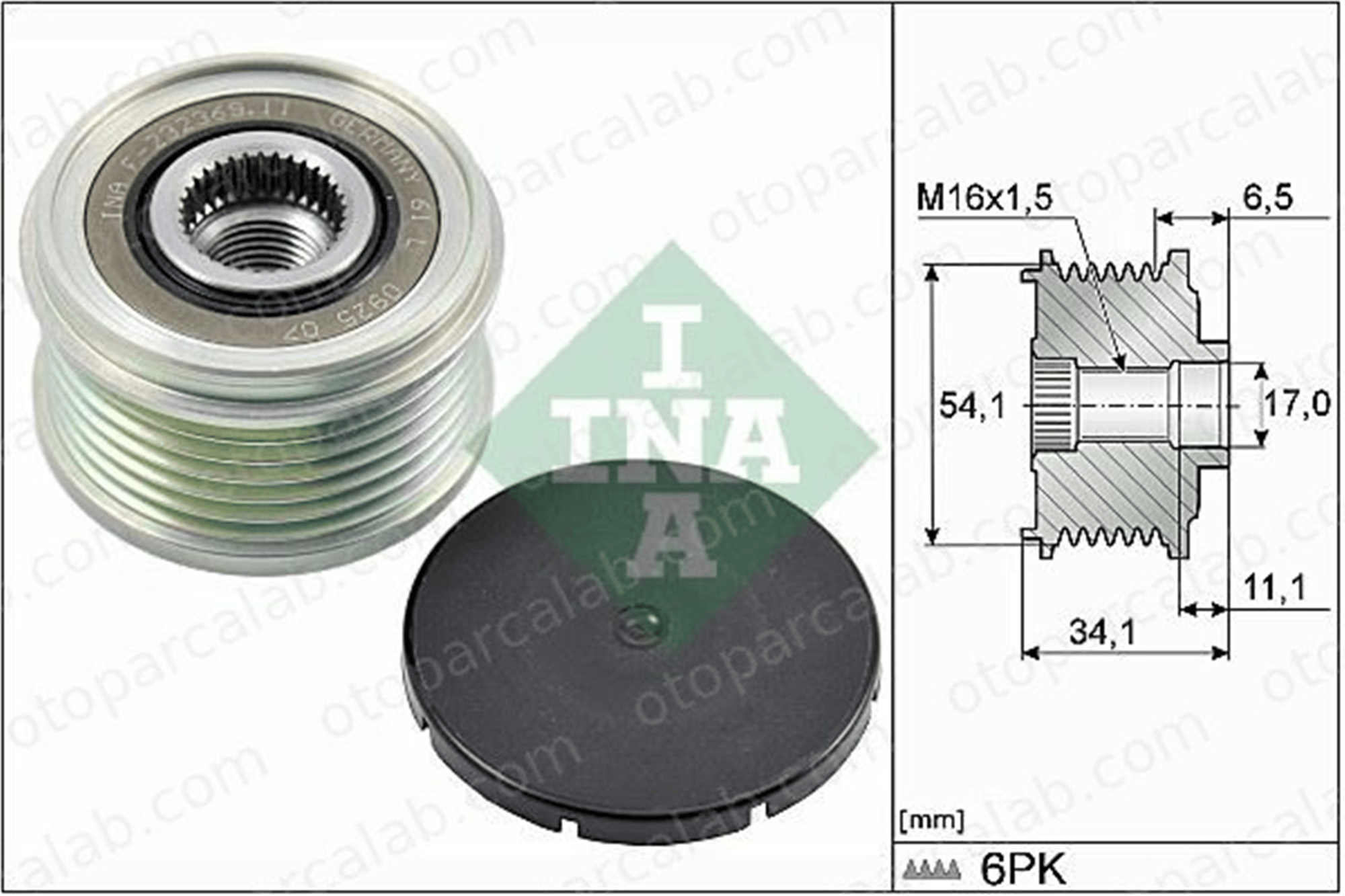 INA 535 0179 10 Alternatör Kasnağı CITROËN C8 JUMPY 5705AS 5705AA